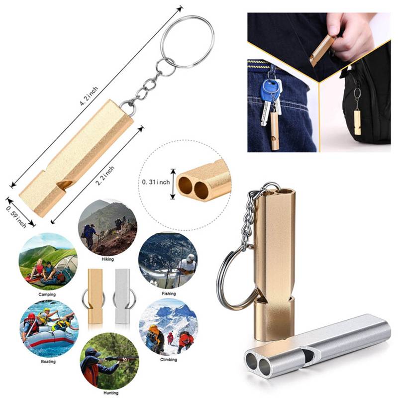 Double Tube High Frequency Metal Outdoor Survival Whistle