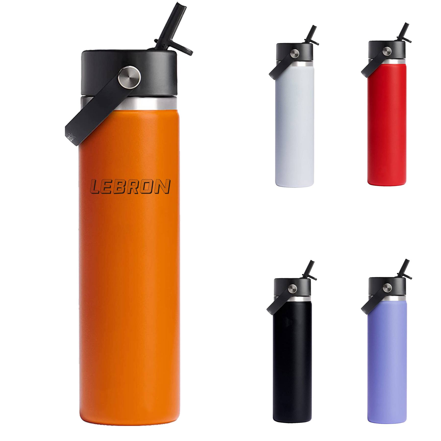 24 Oz Stainless Steel Bottle With Wide Mouth Straw Lid