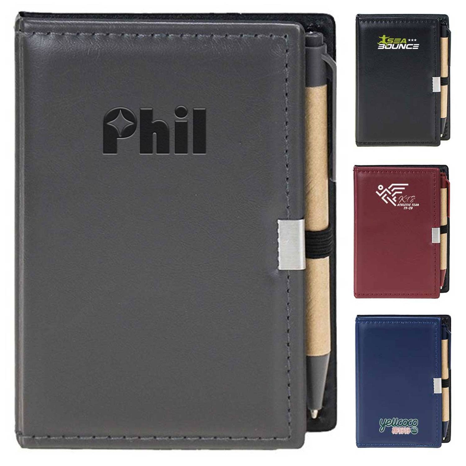 Custom Logo Memo Pad for Office Gifts PU Notebook w/ Pen