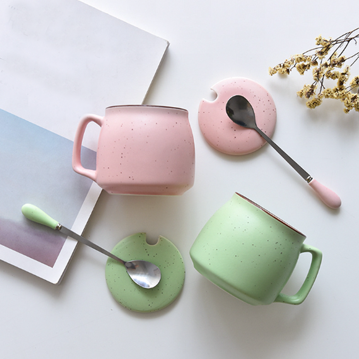 12oz Spill Resistant Ceramic Mug w/ Spoon - Image 3