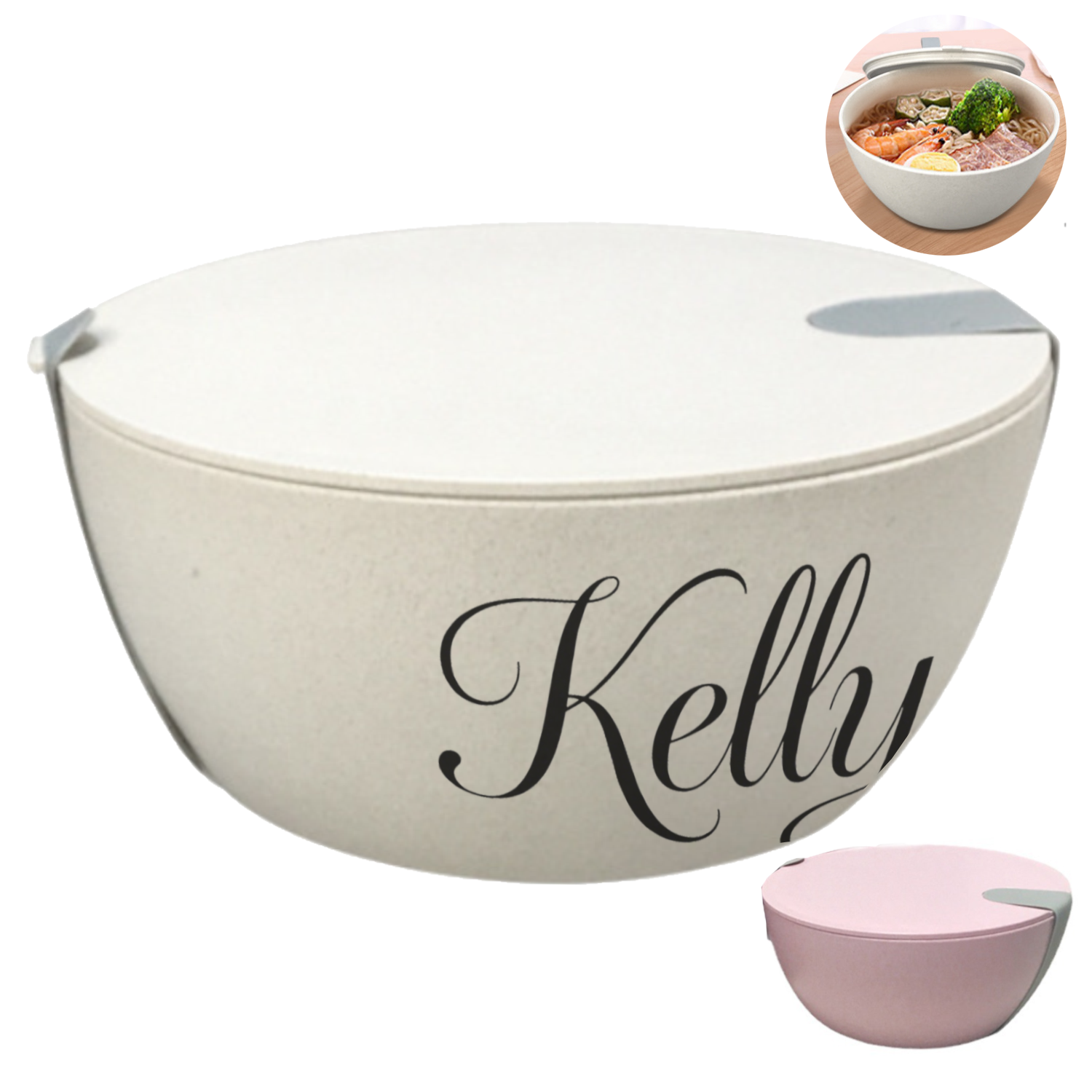25oz Leakproof Lid Wheat Straw Round Salad Bowl