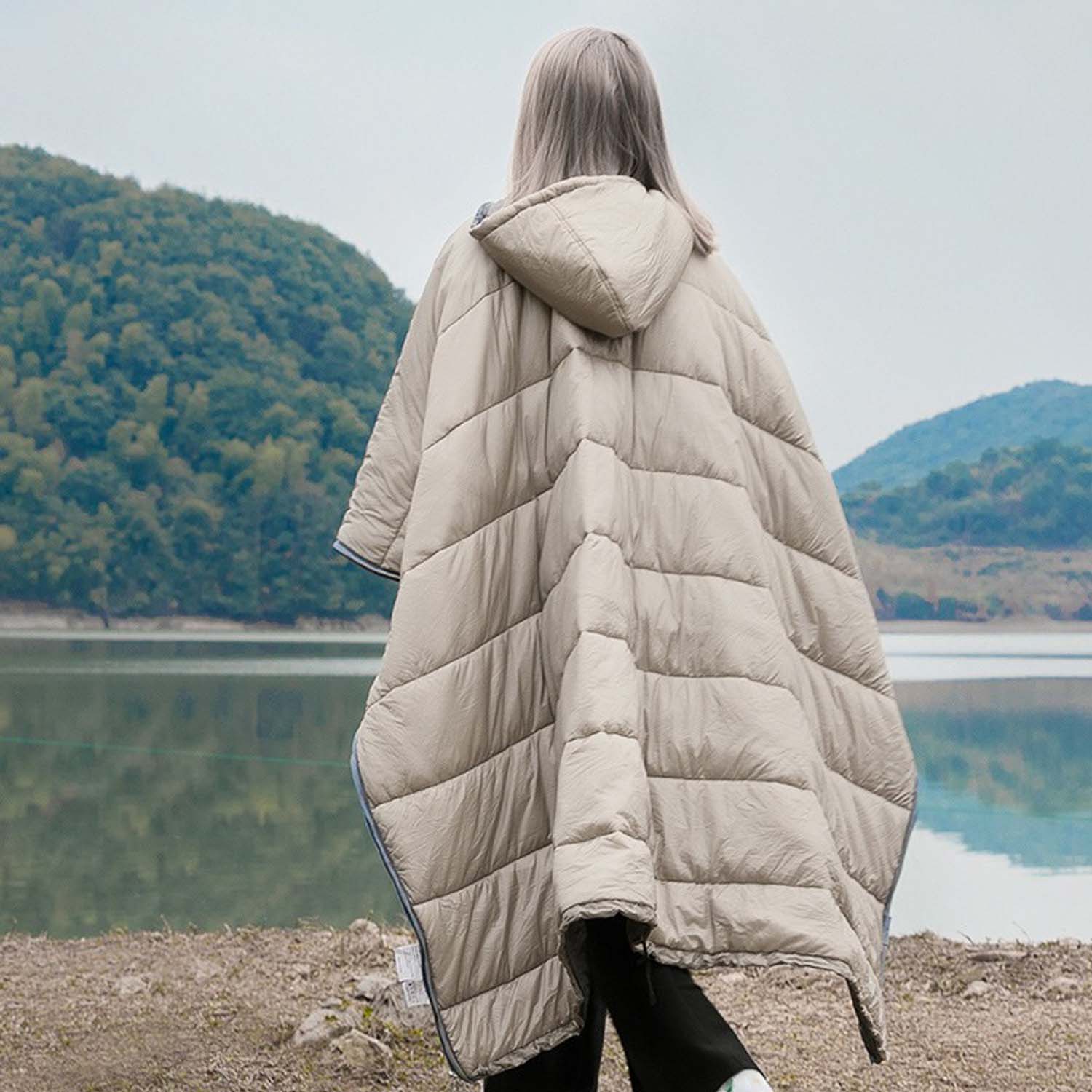 Ultra Light Down Cotton Wearable Cape Sleeping Bag - Image 5