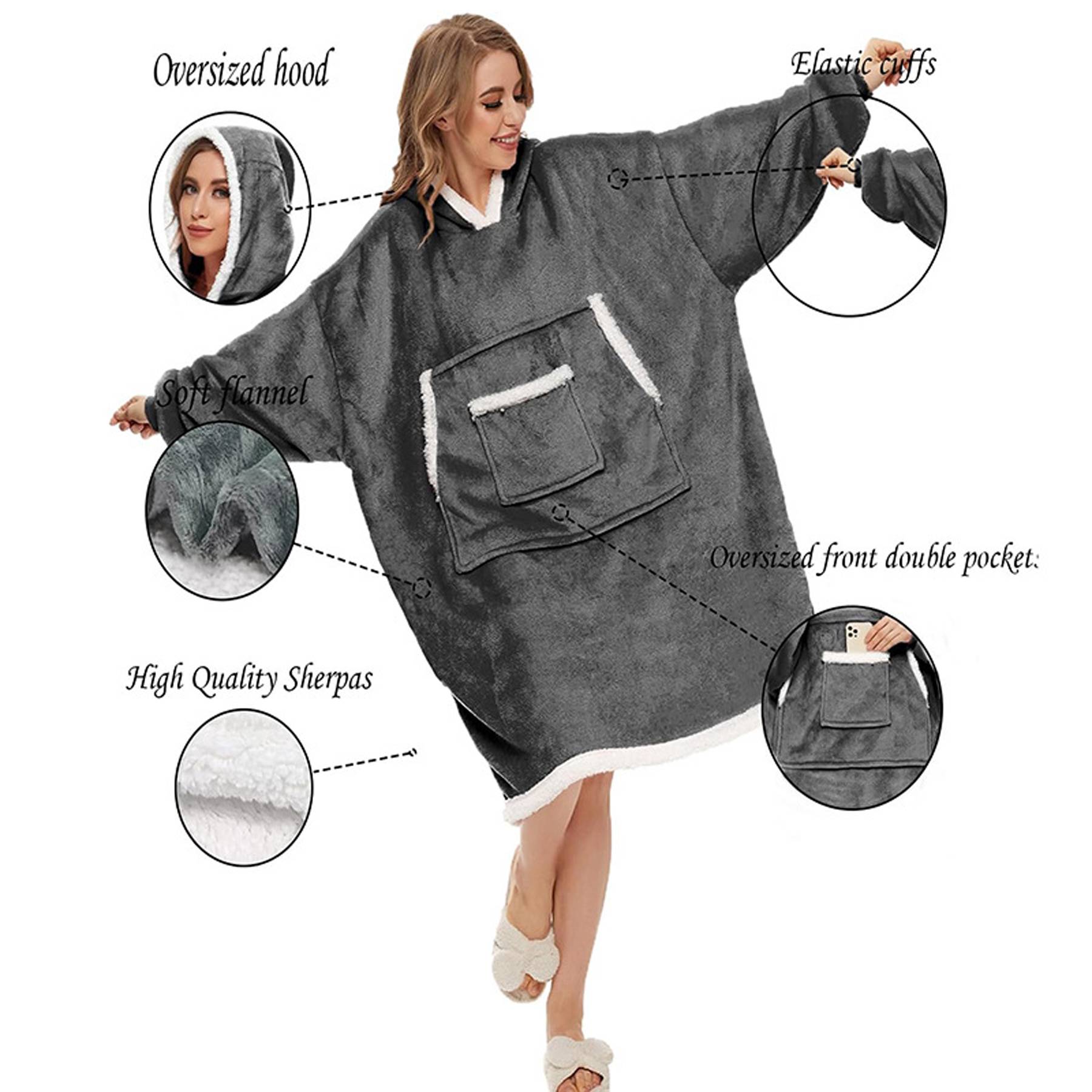 Oversized Microfiber Wearable Blanket - Image 5
