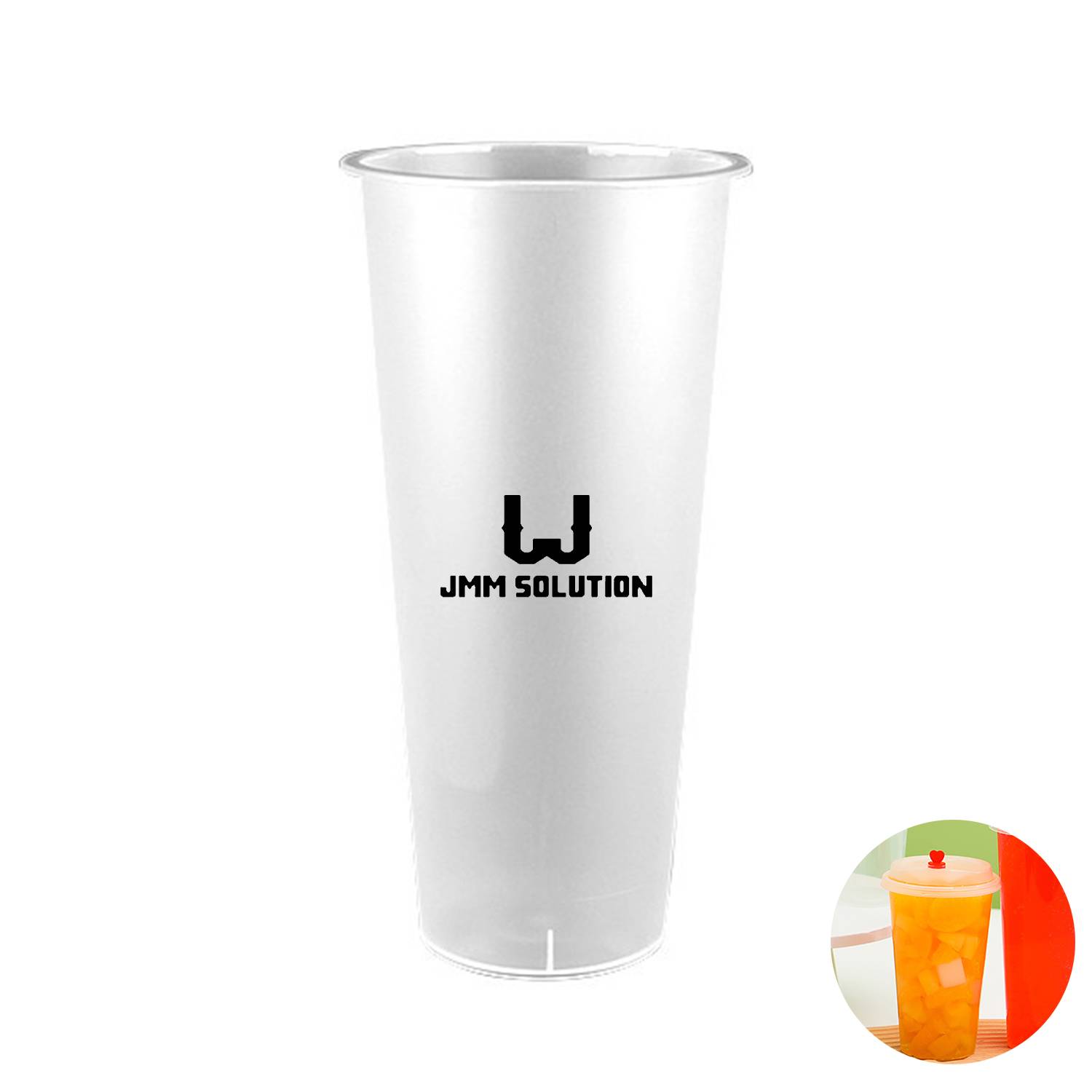 24OZ Convenient Durable Disposable Plastic Cup W/ Lid