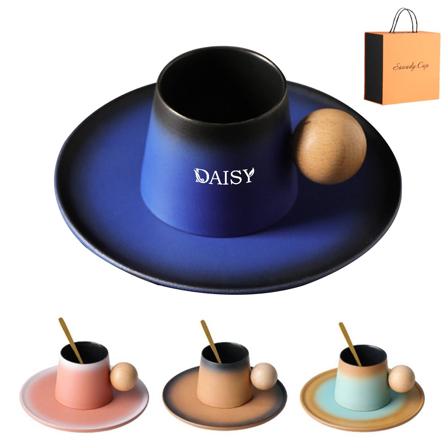 French gradient Style Porcelain Teacup Set in Gift Box