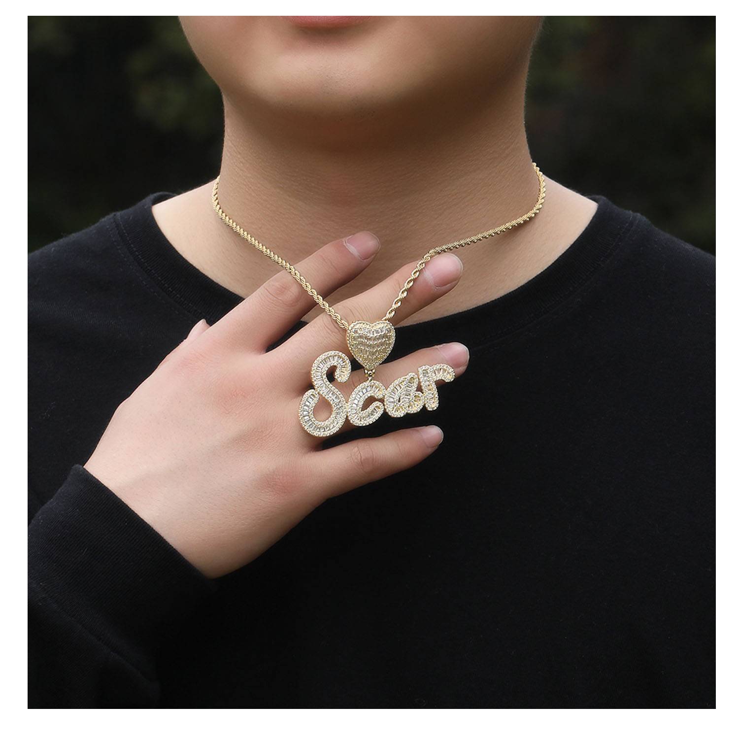 Patterned love letter pendant necklace - Image 4