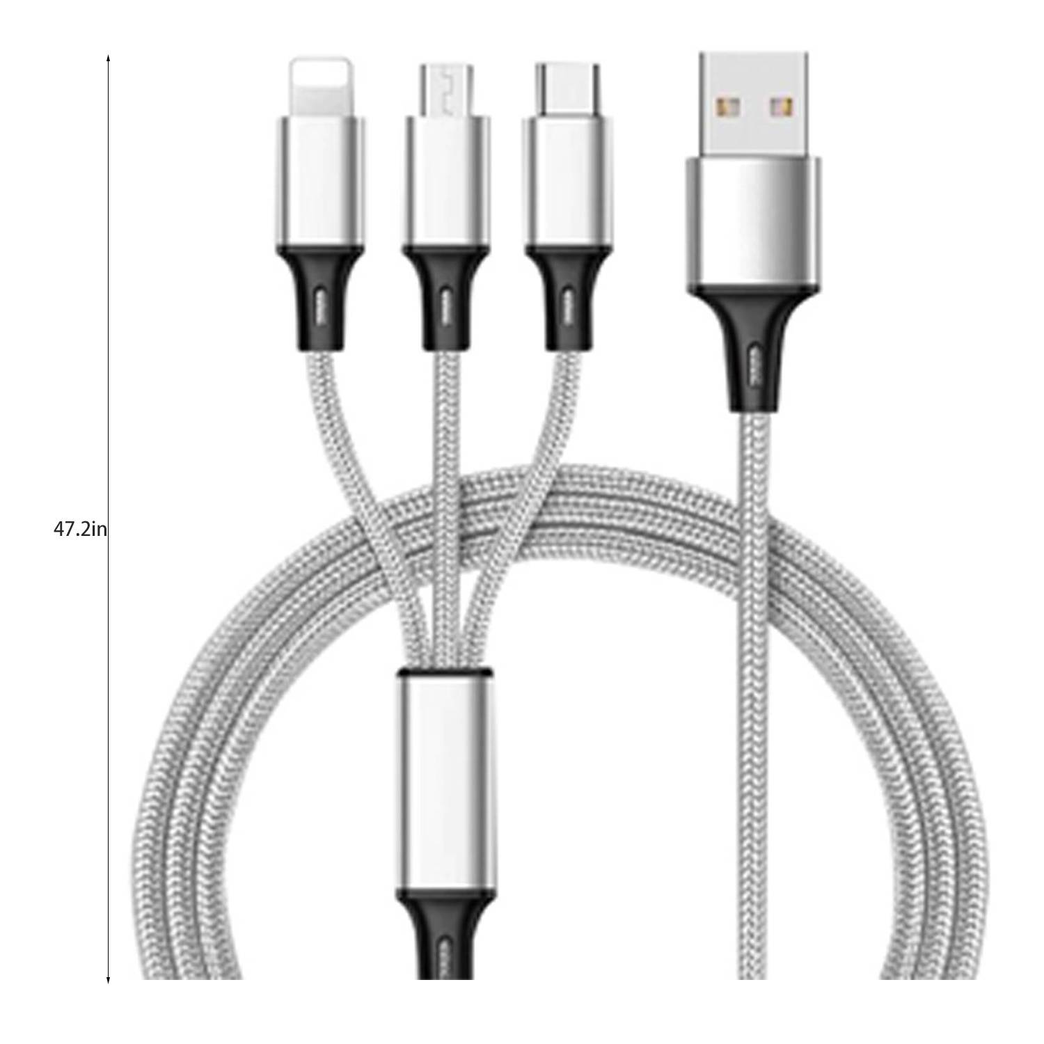 3 in 1 Nylon Braided Universal Charging Cable - Image 4