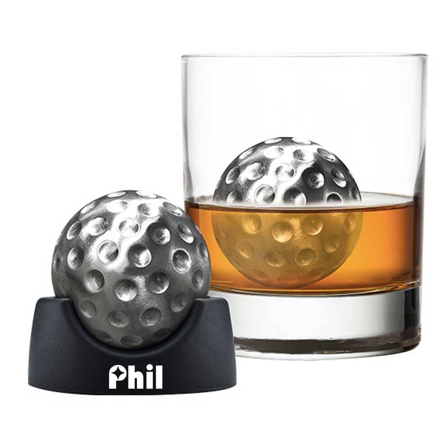 1.65in Steel Ice Balls - Golf Design Whiskey Chillers