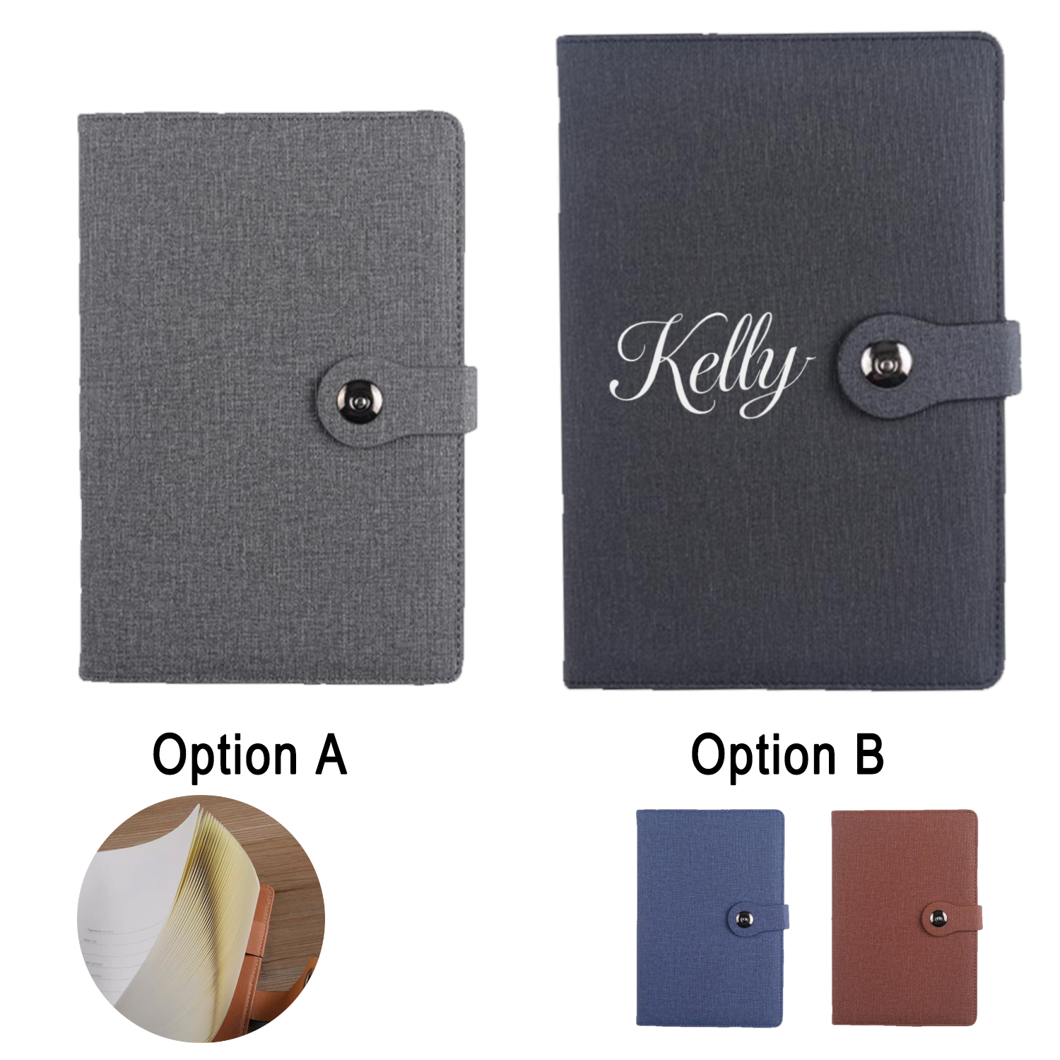 Magnetic Closure Linen Covered Notebook