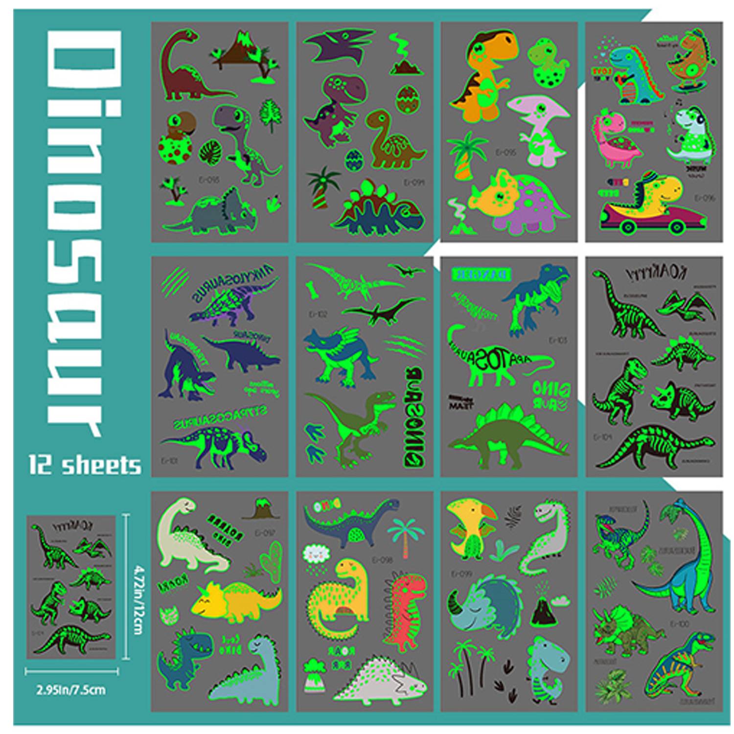 12-Pieces Luminous Dinosaur Tattoos - Image 6