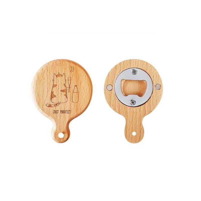 Creative Wooden Bottle Opener With Handle Coaster