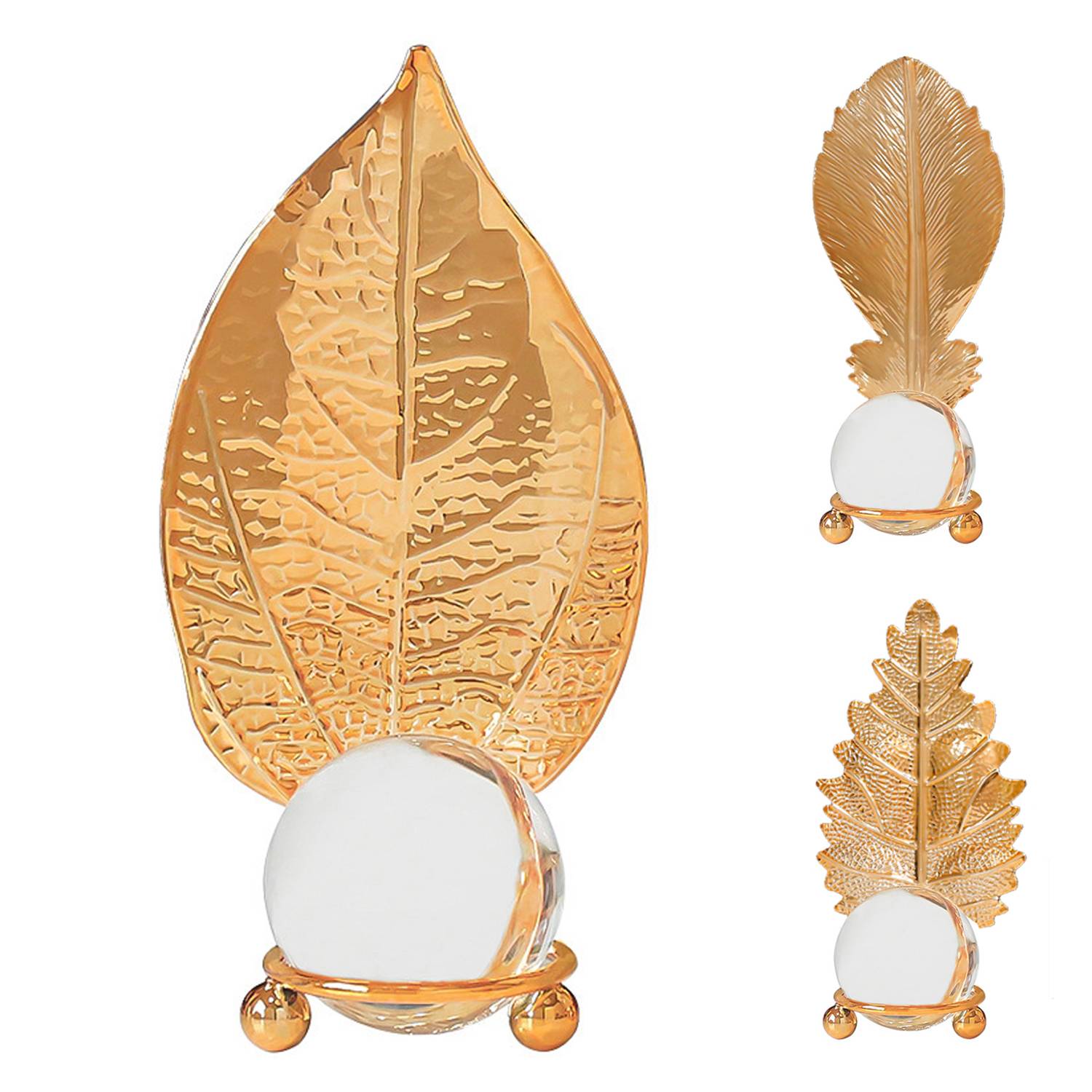 Iron Leaf and Crystal Ball Ornaments