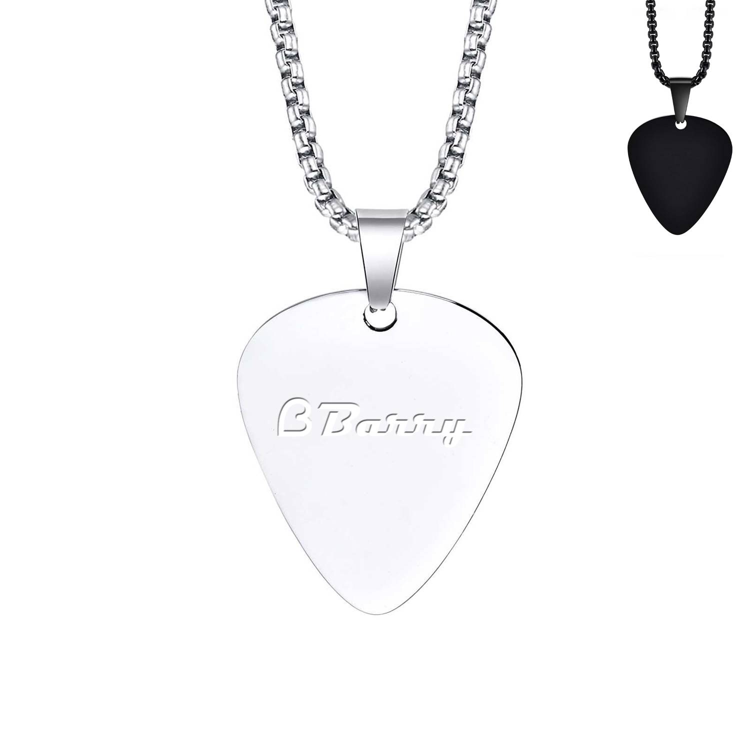 Stainless Steel Guitar Pick Heart Necklace