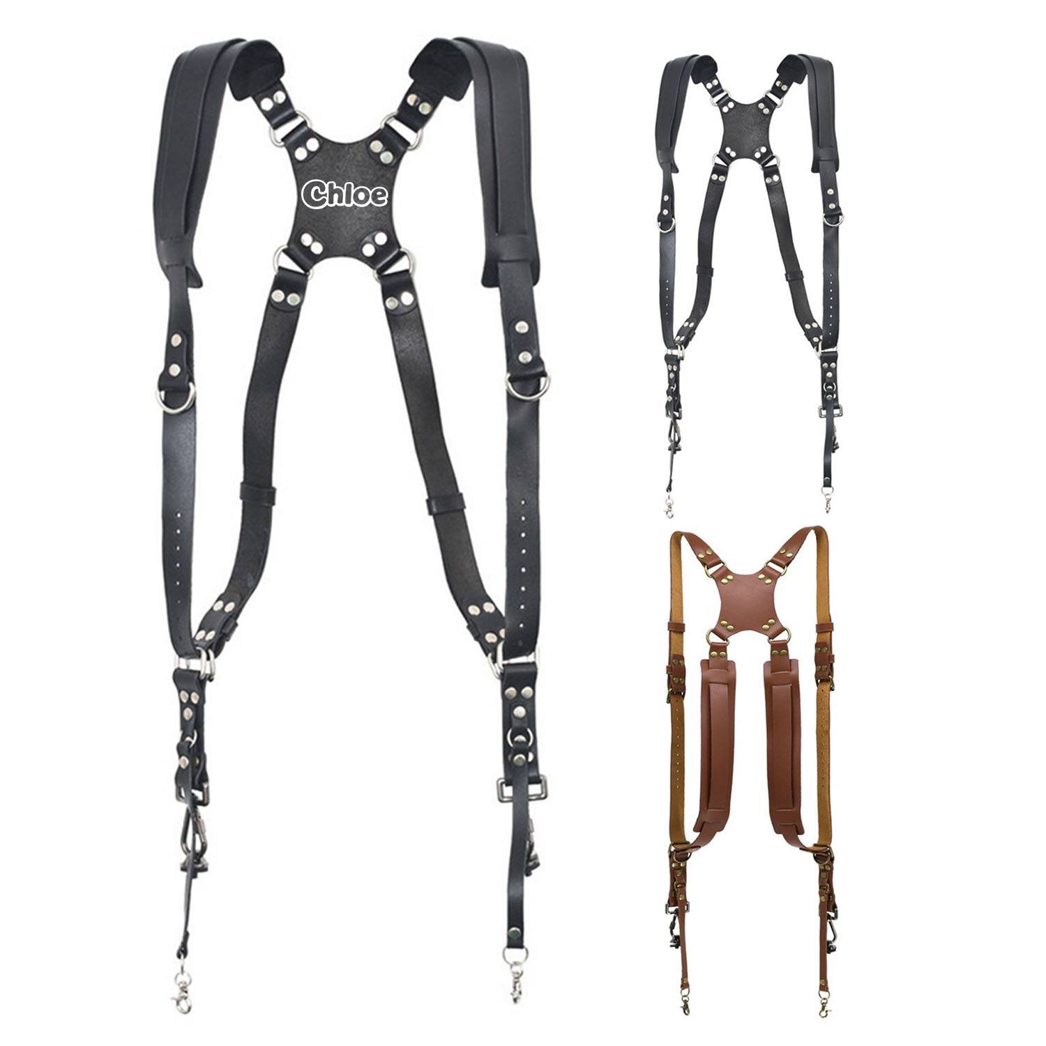 Genuine Leather Dual Shoulder Camera Strap