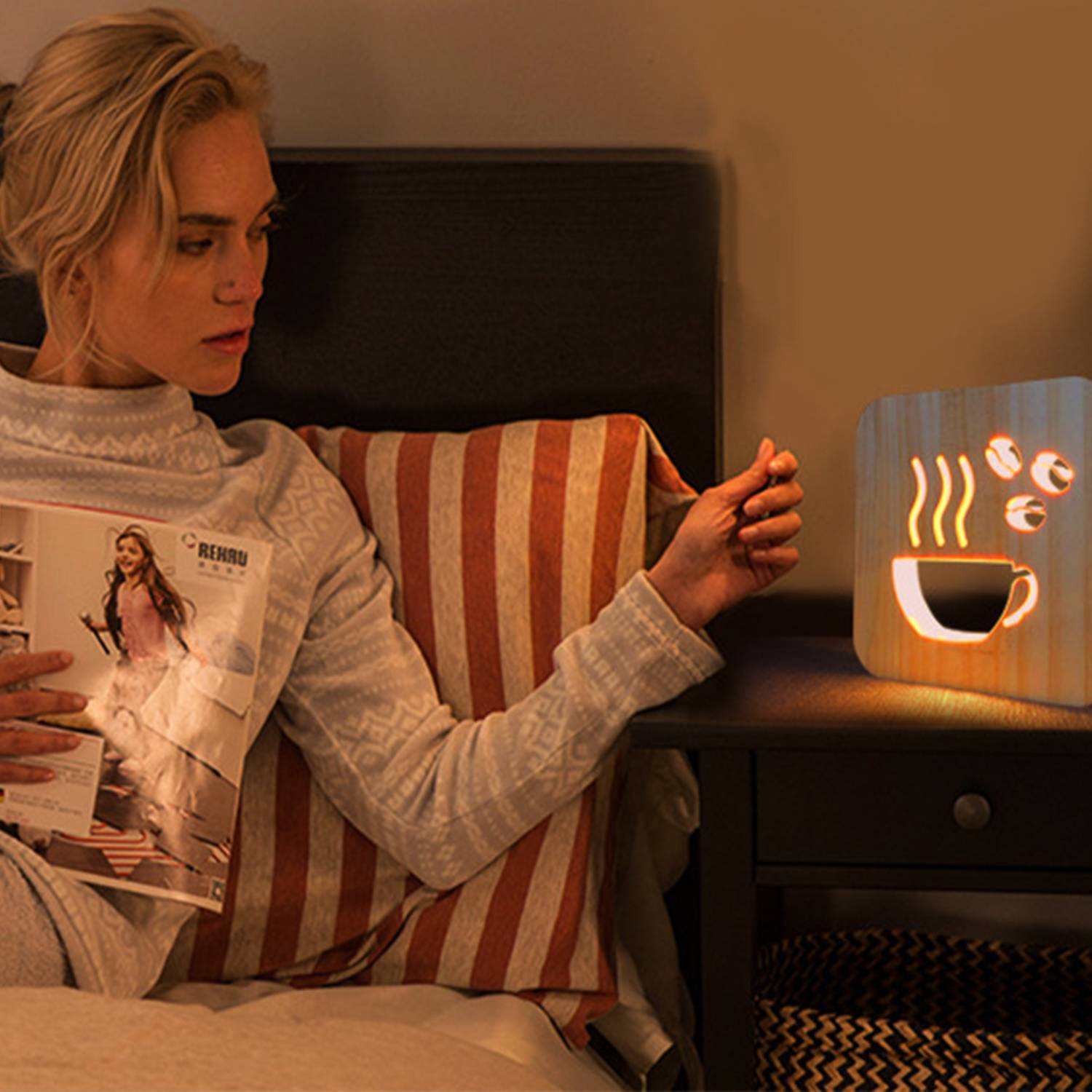 Solid Wood Bedside Craft Table Lamp - Image 4