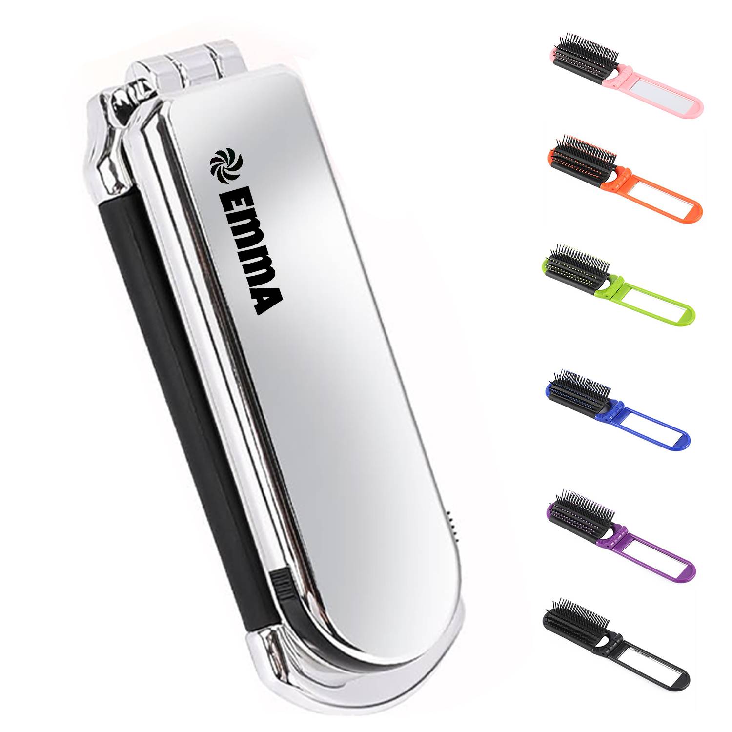 Foldable Travel Hair Brush with Mirror & Soft Bristles