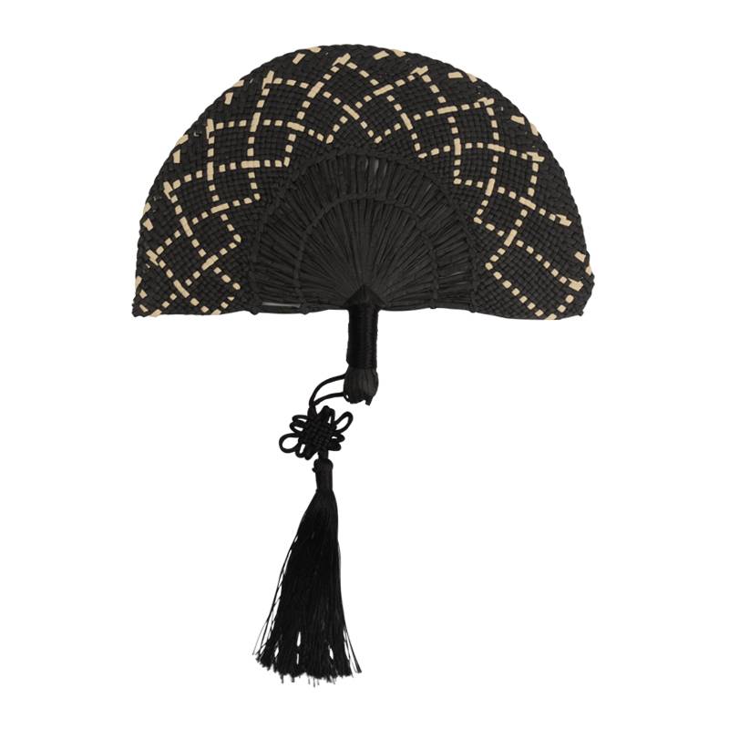 Natural Hand Woven Straw Fan w/ Tassel - Image 5