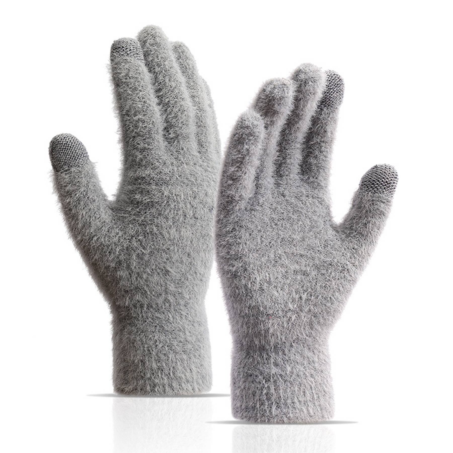 Womens Winter Mink Touchscreen Gloves - Image 6