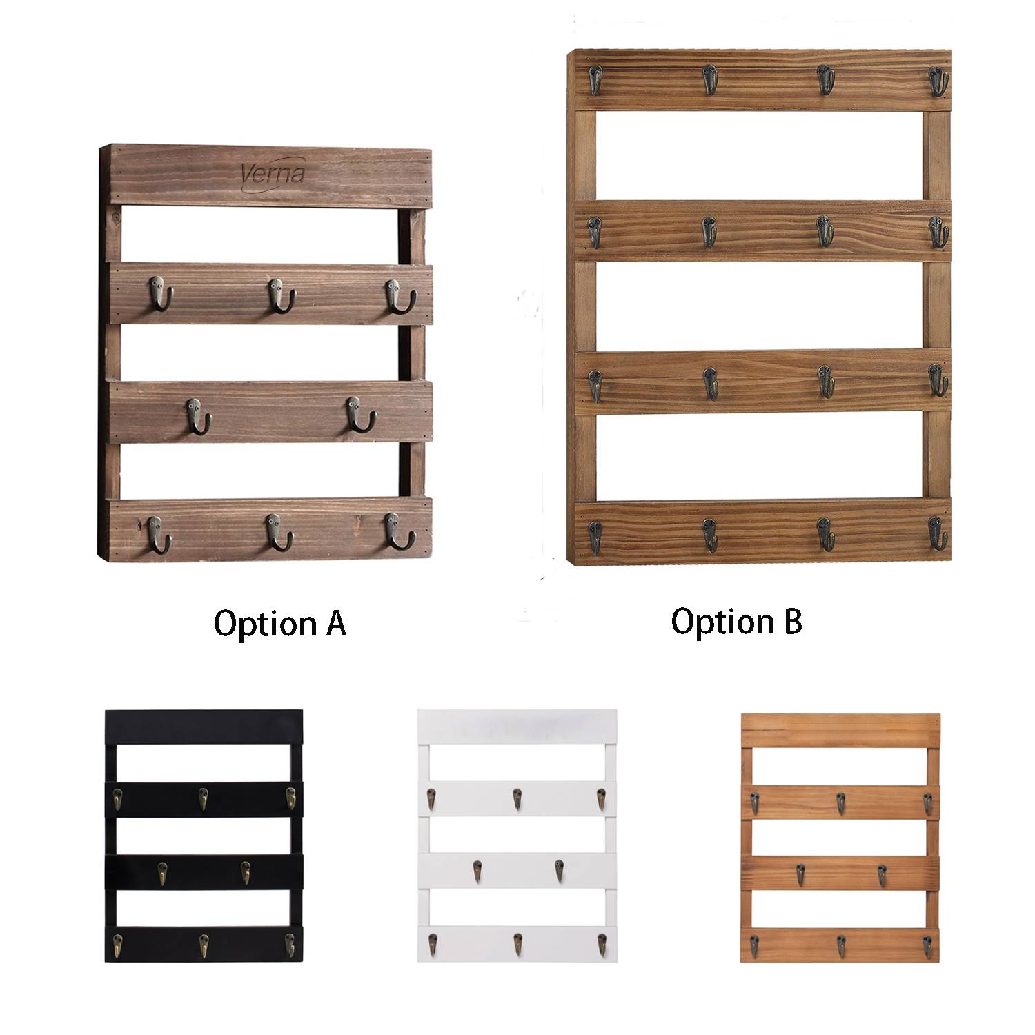 Wall Mounted Solid Wood Mug Holder w/ 8 Hooks