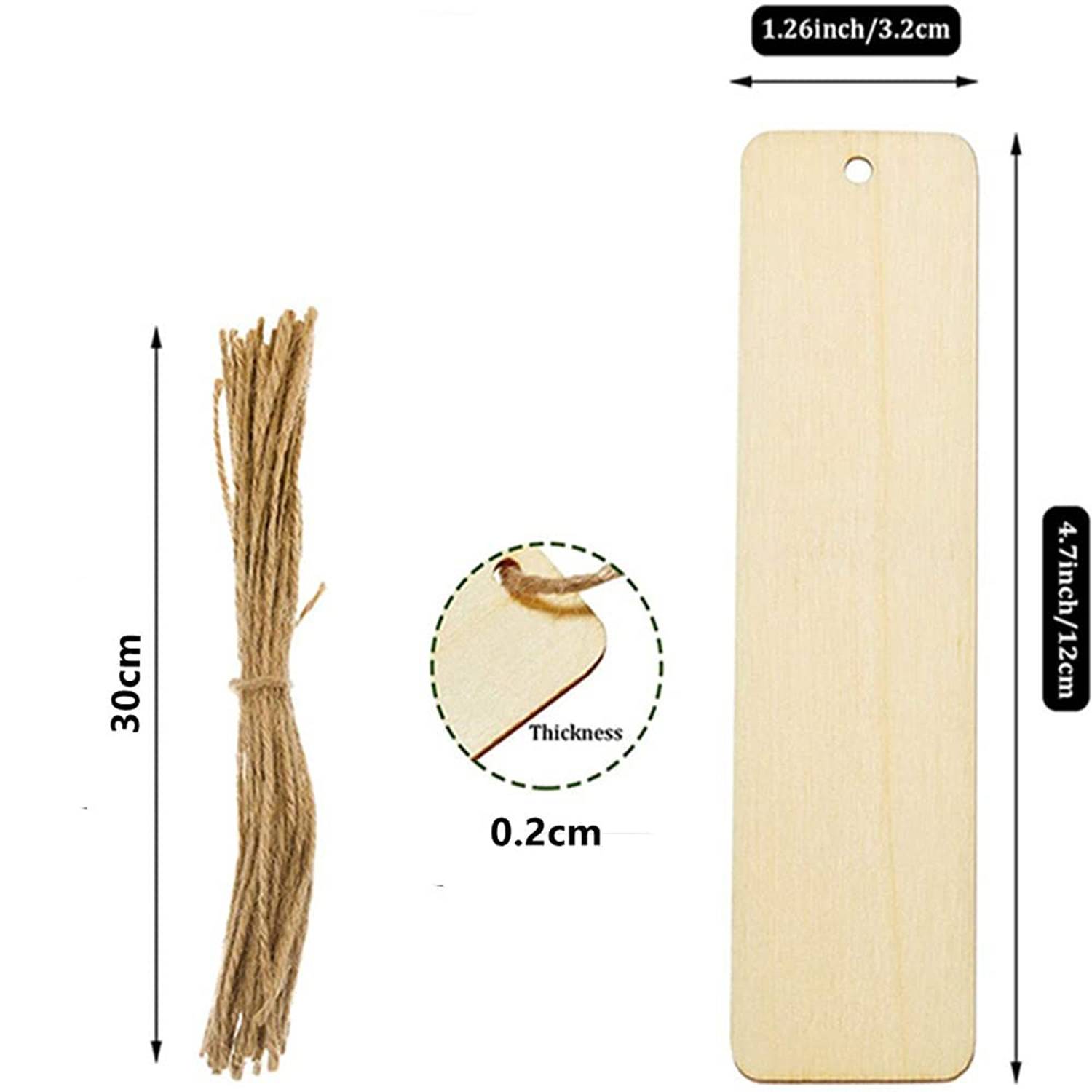 20pcs DIY Custom Wooden Blank Bookmark Decoration - Image 5