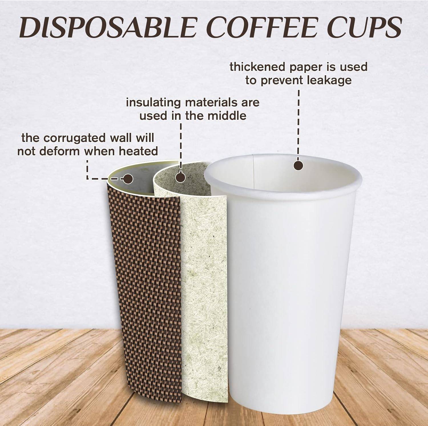 16oz/14oz/8oz heat-insulated disposable paper coffee cup - Image 3