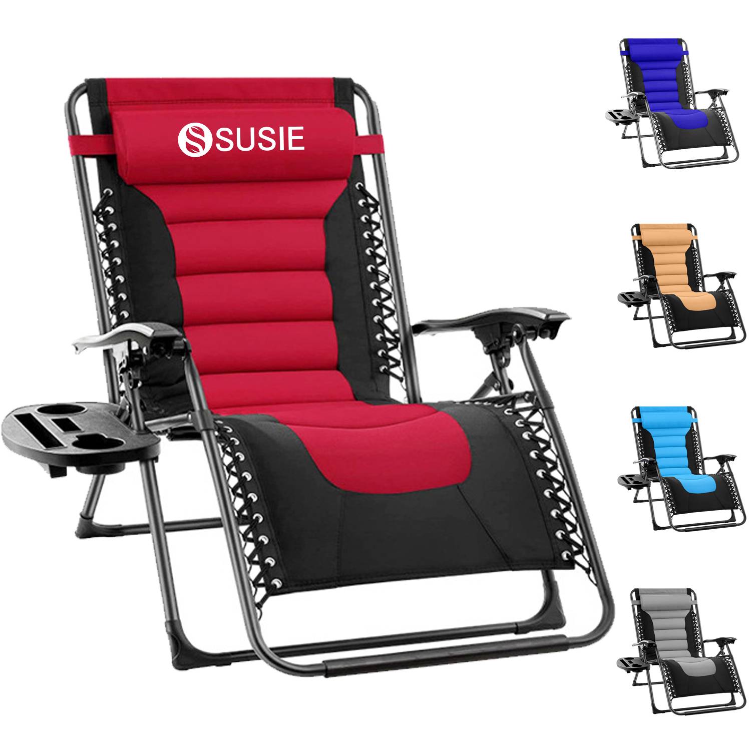 Adjustable Zero Gravity Folding Lounge Chair w/ Cup Holder