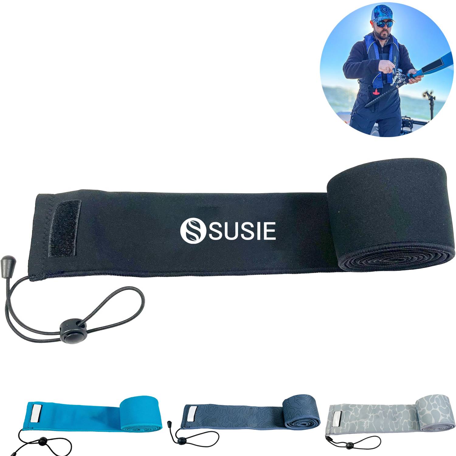 Neoprene Waterproof Fishing Rod Sleeve w/ Lanyard