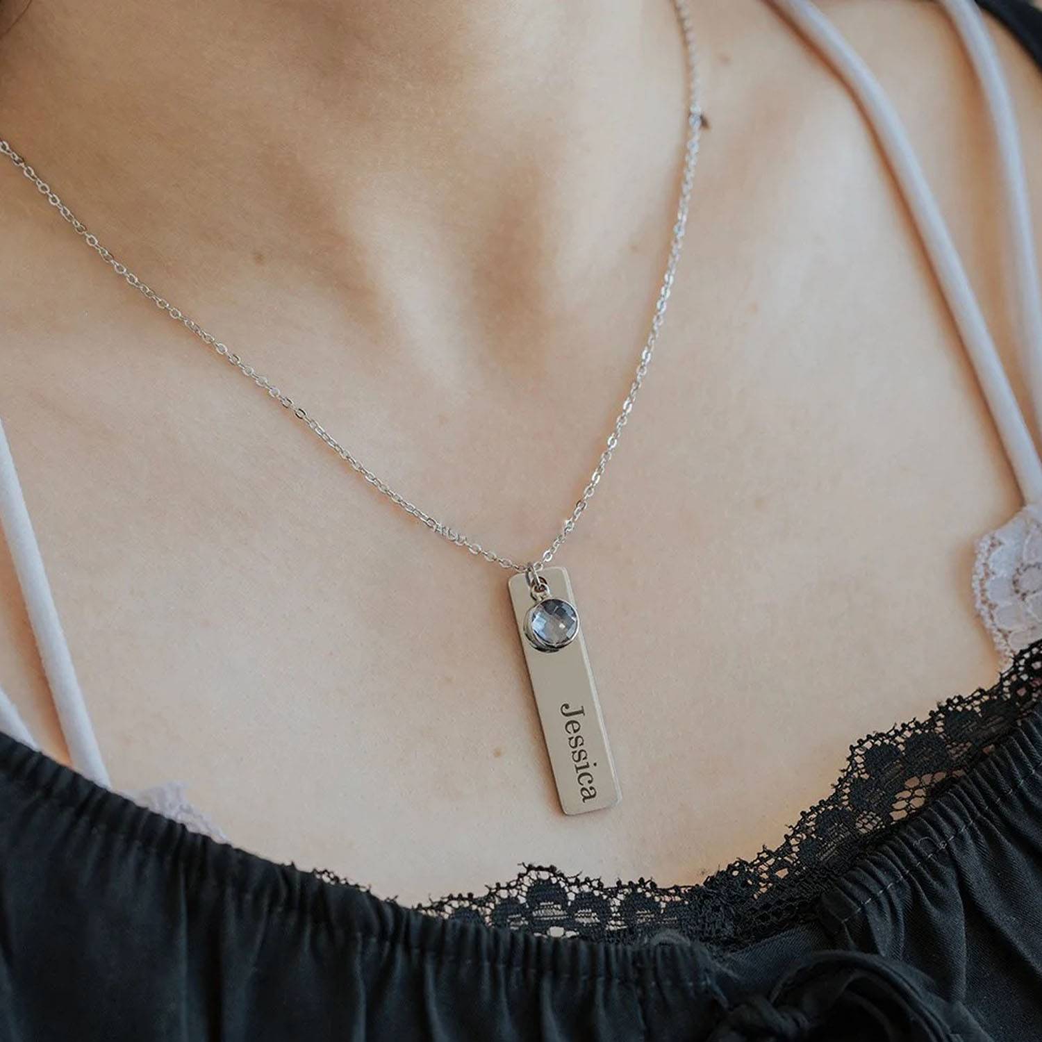 Birthstone rectangular necklace - Image 5