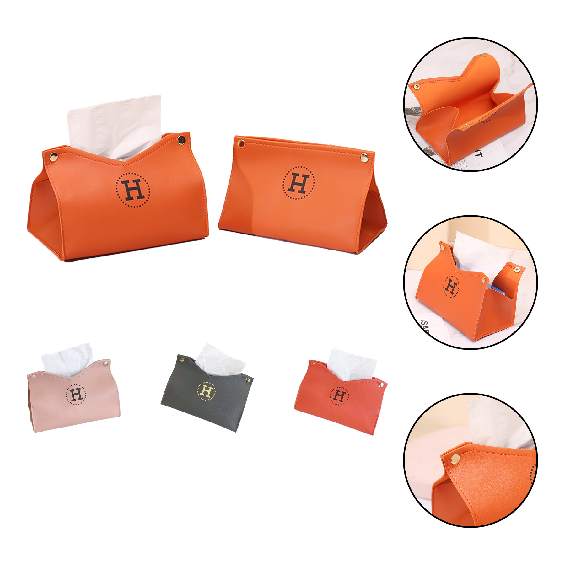 Modern PU Leather Tissue Box Holder Napkin Organizer
