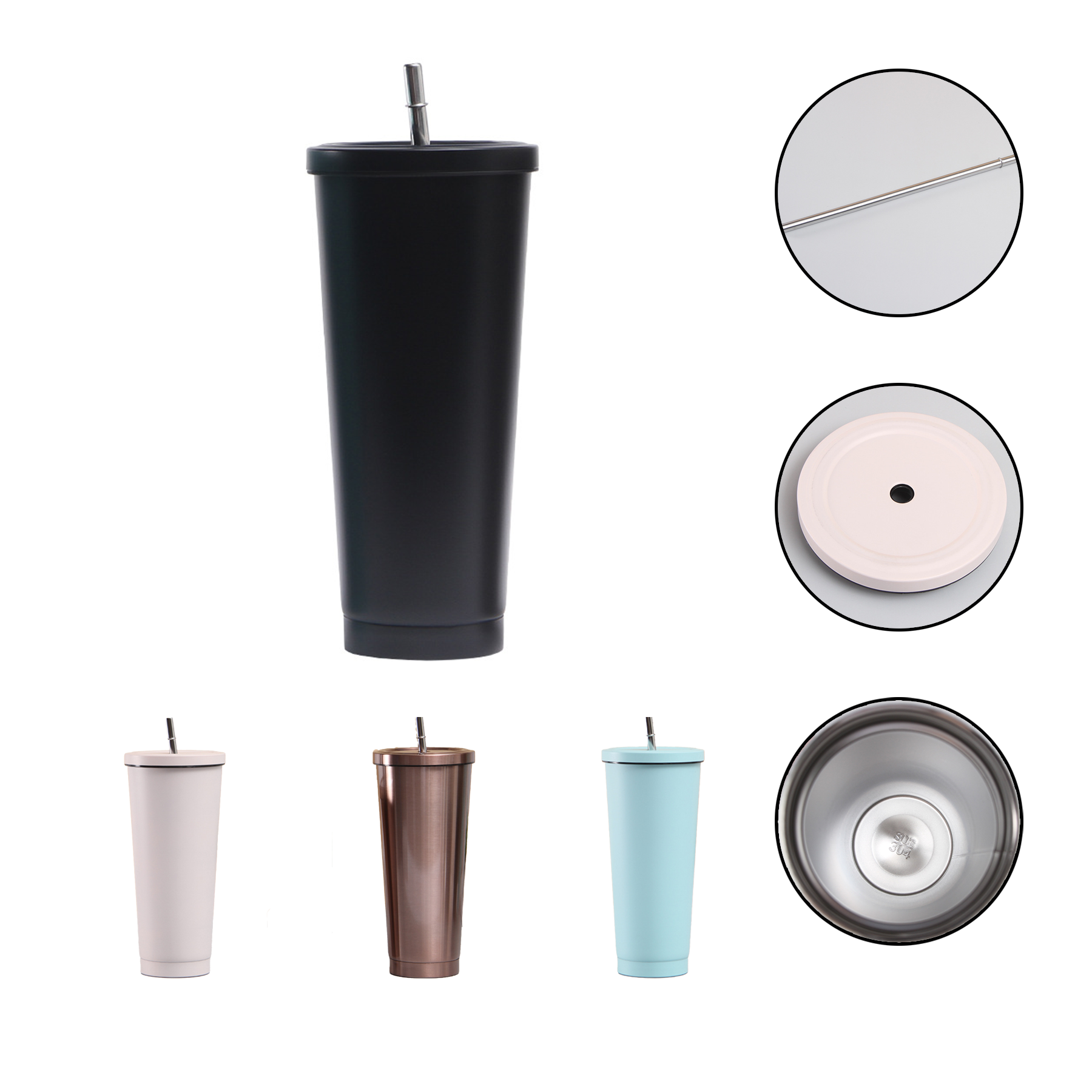 Stainless Steel Insulated Tumbler with Straw and Lid