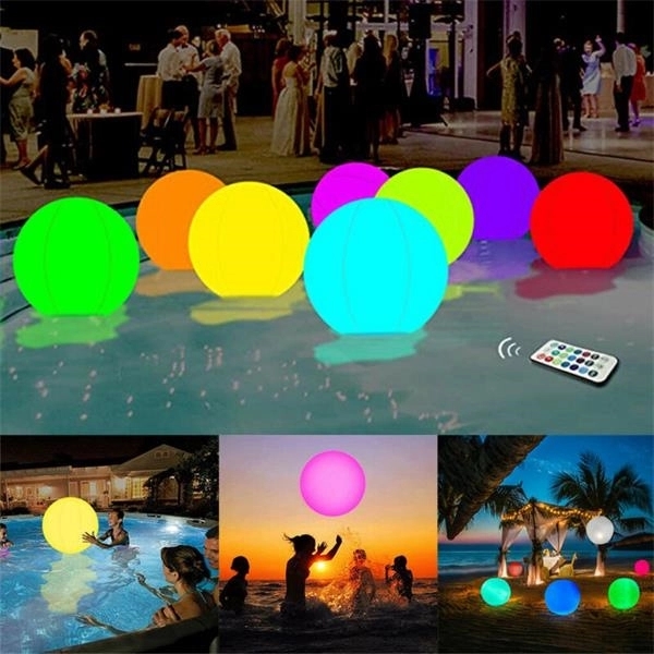 16" LED Inflatable Glowing Beach Ball Light up Pool Toys