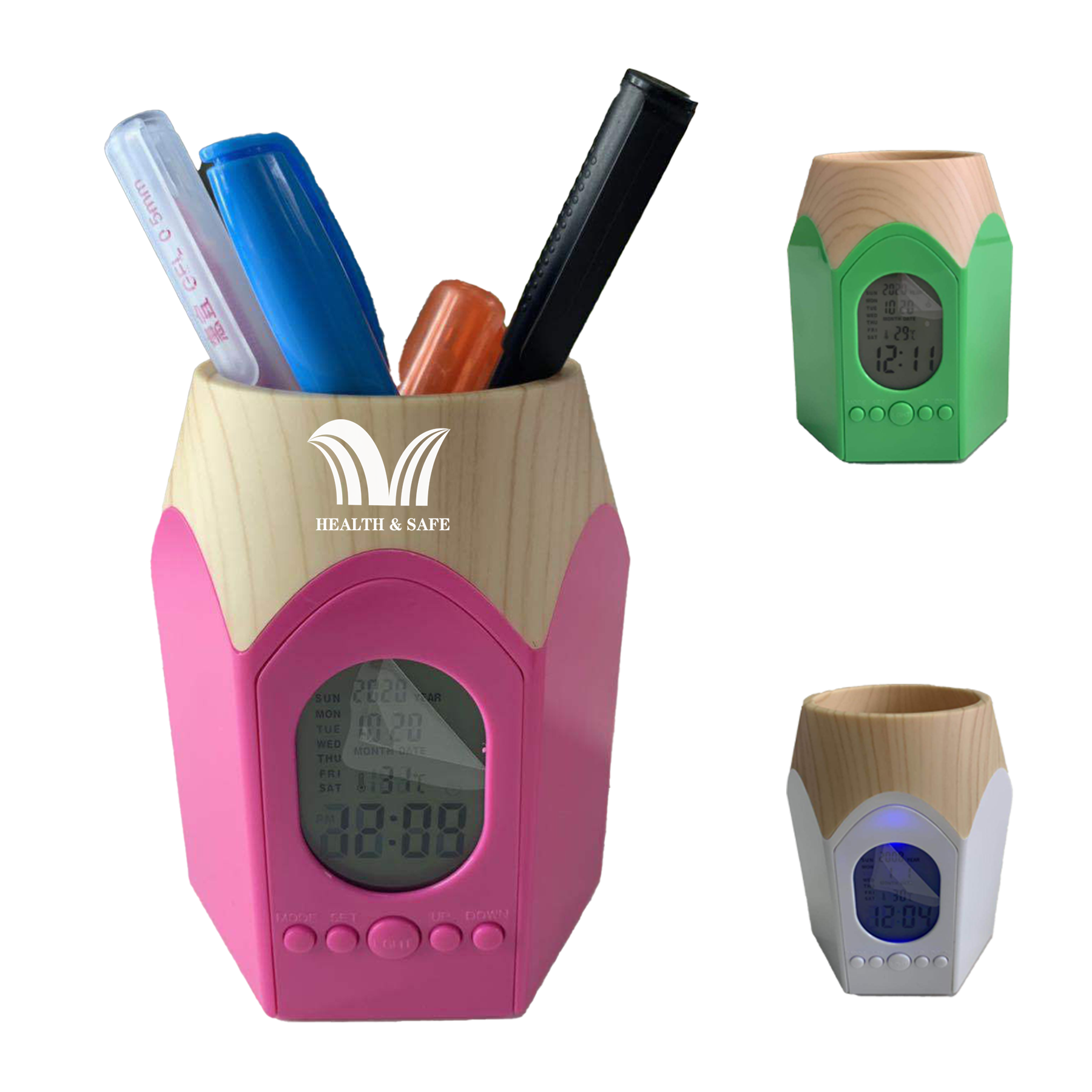 Electronic Calendar Pens Pencil Holder Cup