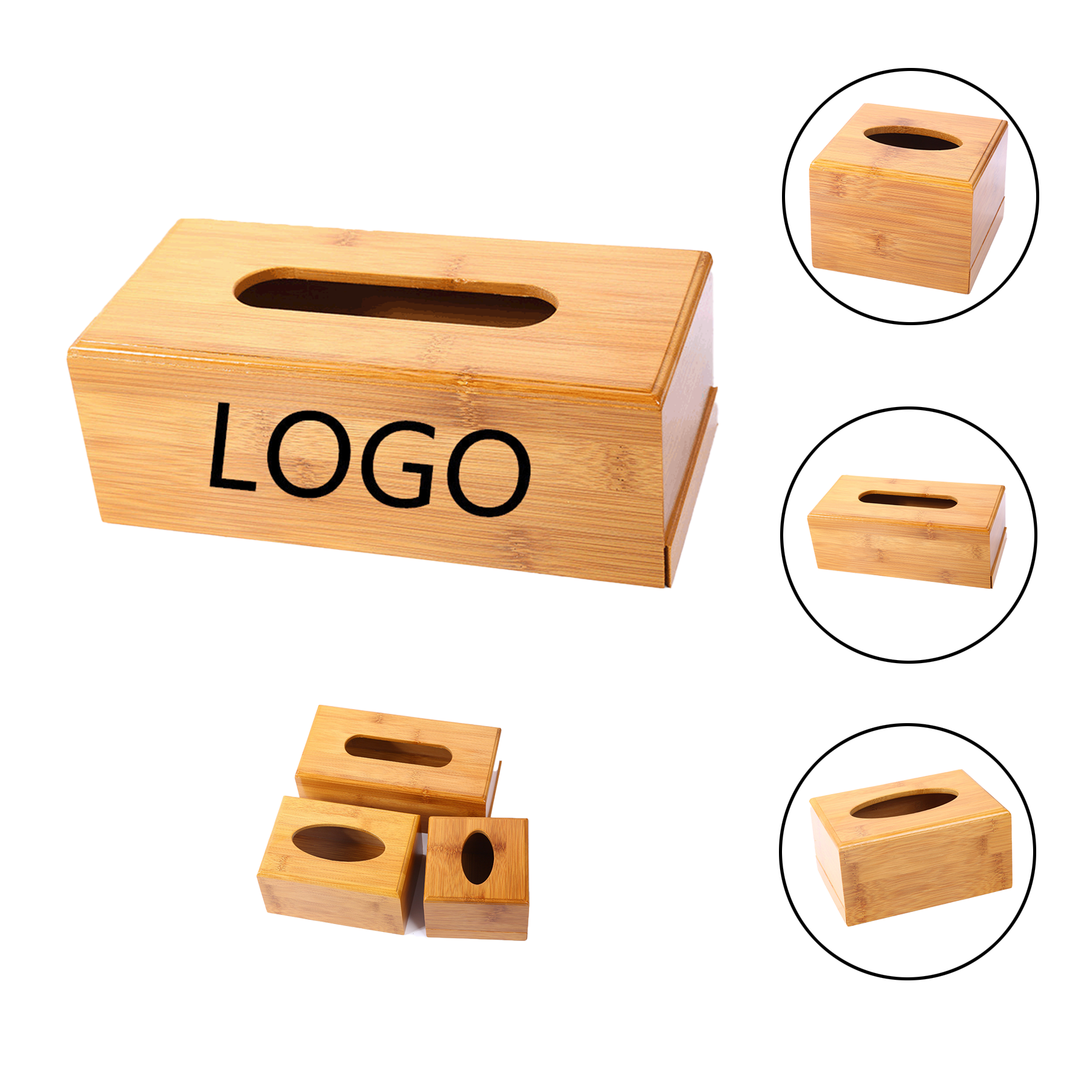 Bamboo Wood Tissue Box Cover Square for Home Decor