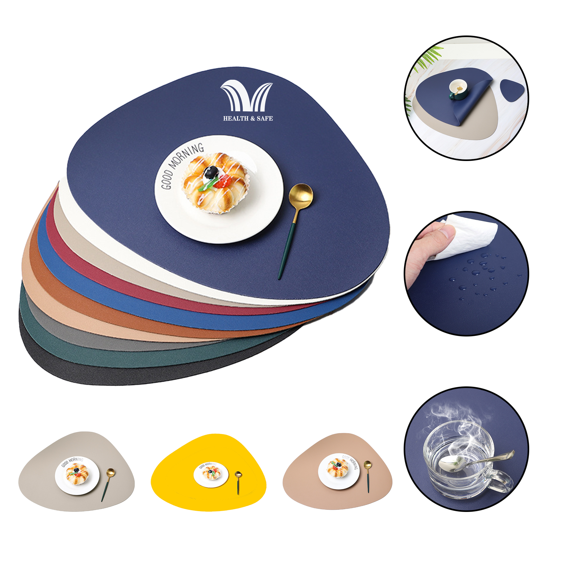 Round Leather Placemats Insulation Coffee Mats