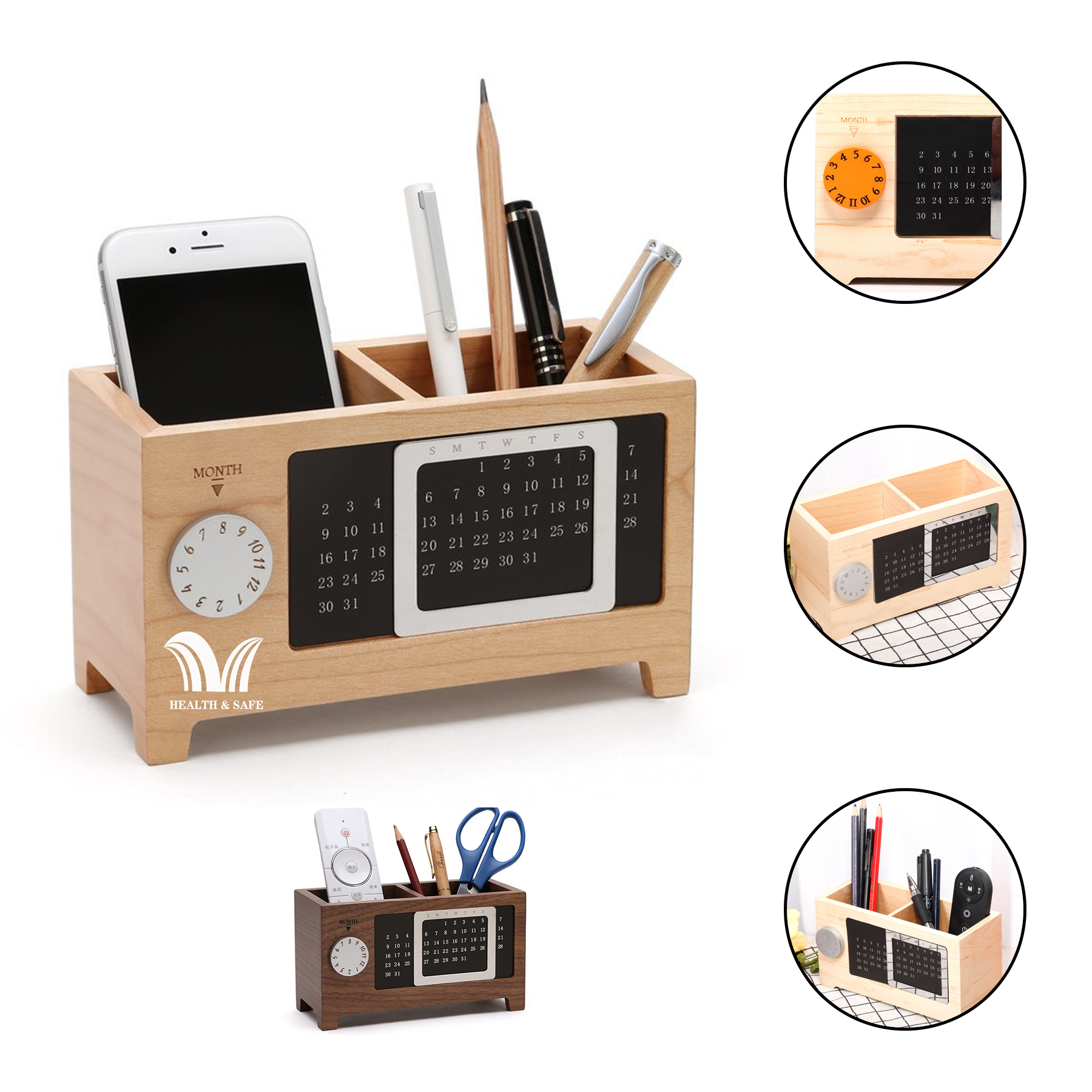 Wooden Pencil Holder Desk Supplies Organizer Pen Cup