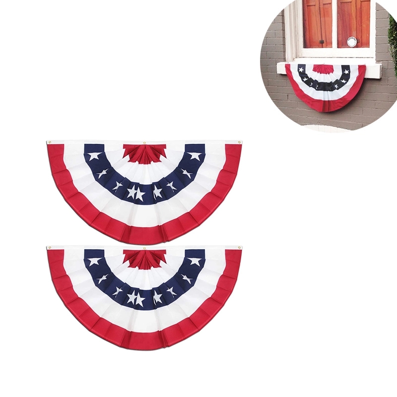 1.5x3ft USA Pleated Fan Flag