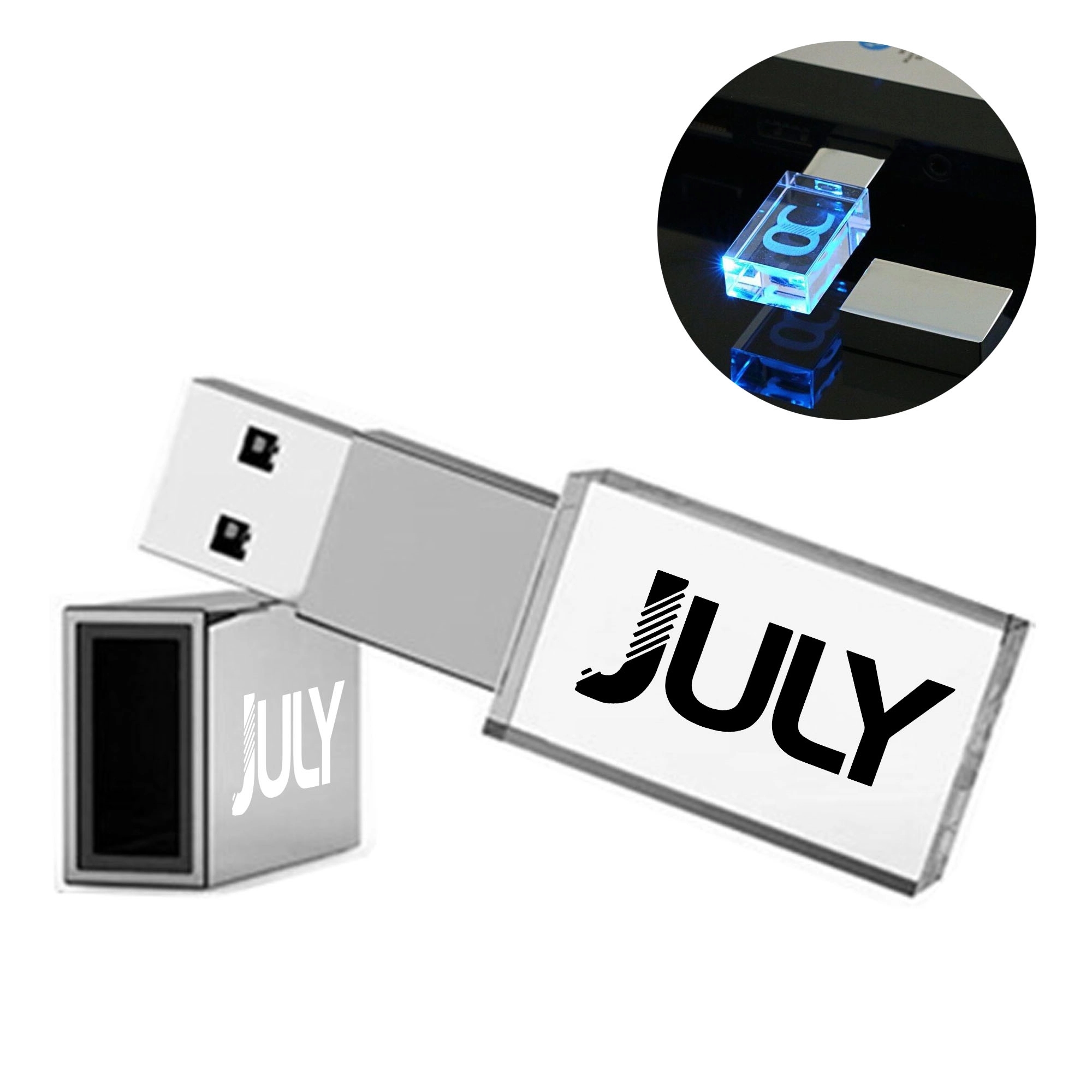 8Gb Crystal Transparent Rectangle Usb Flash Drive