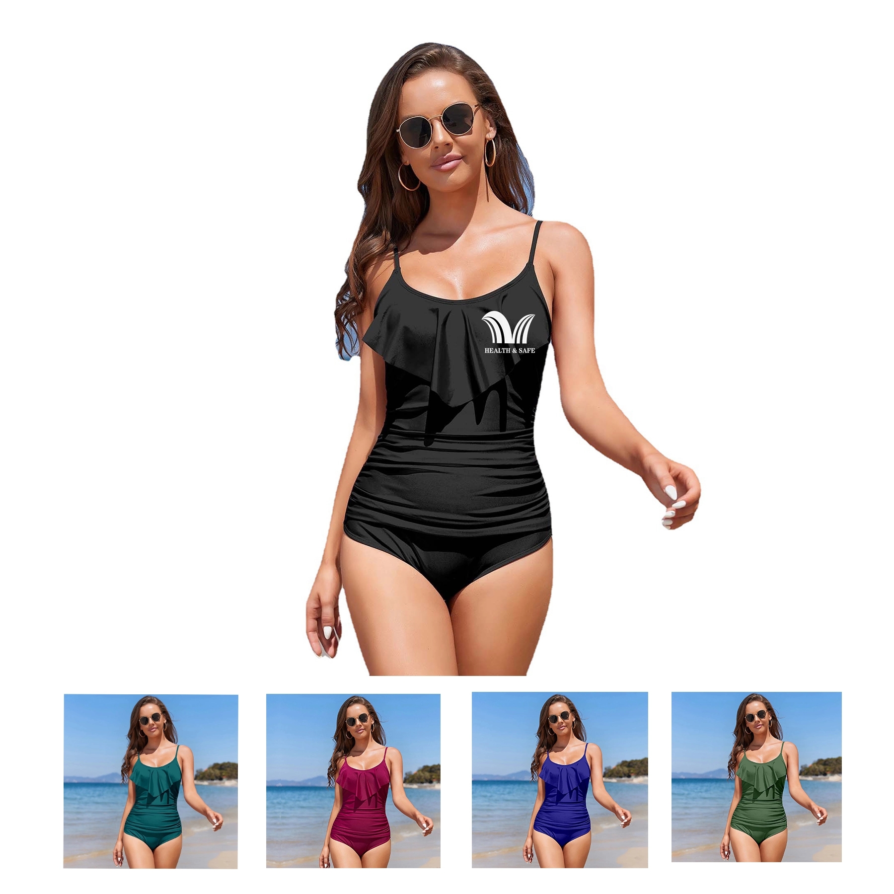 Women'S One Piece Swimsuit Ruffled Lace Up Monokini