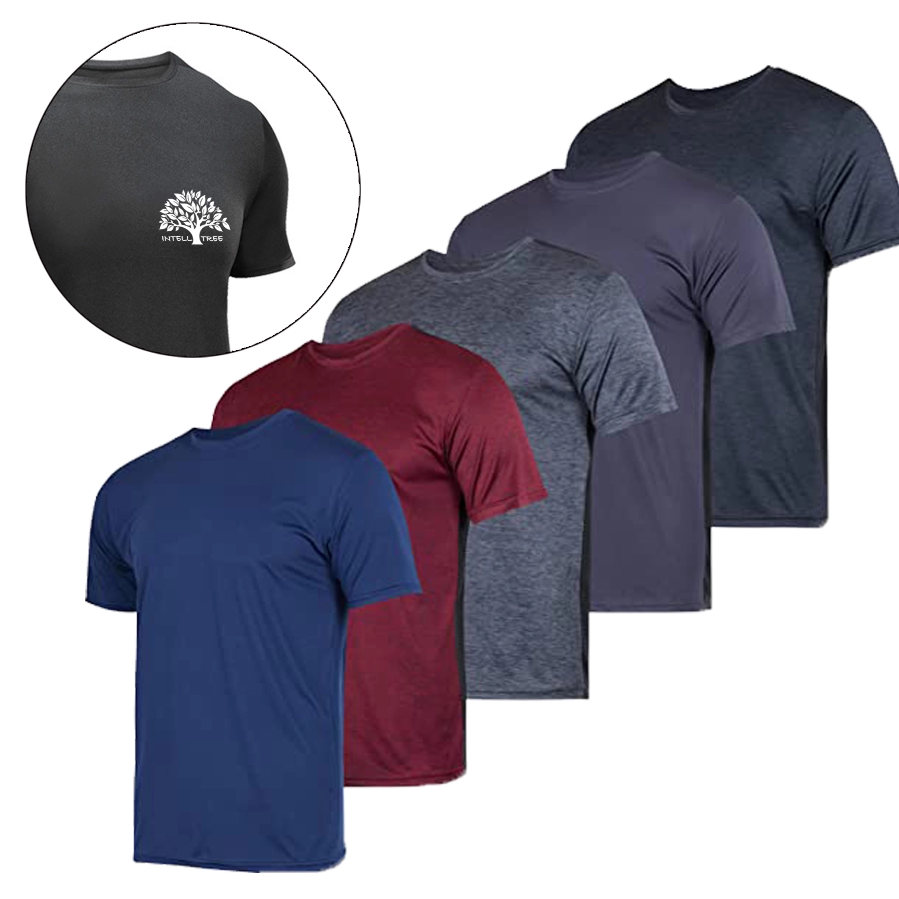 Mens Active Quick Dry Crew Neck T Shirts