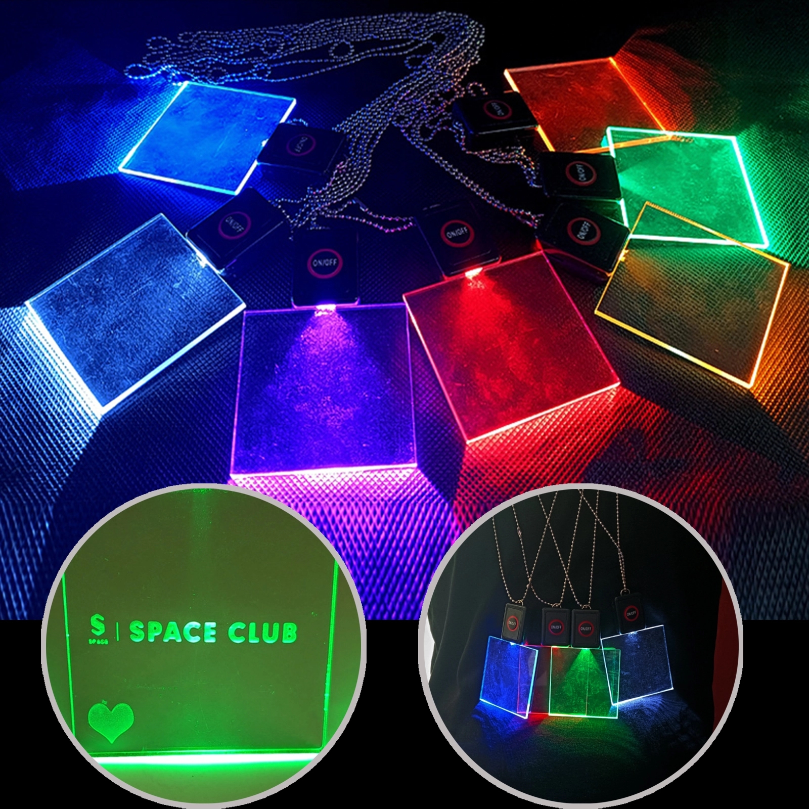 Led Stainless Steel Necklace Lanyard With Acrylic Holder