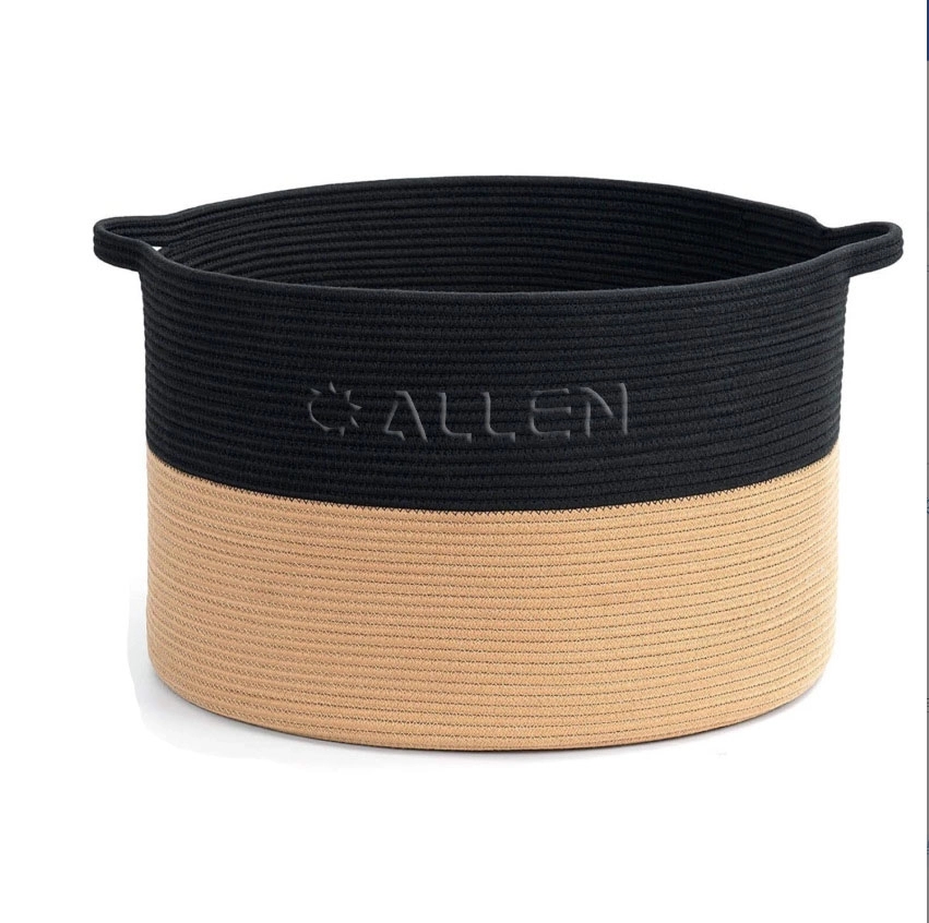 Black & Camel Color Cotton Rope Basket