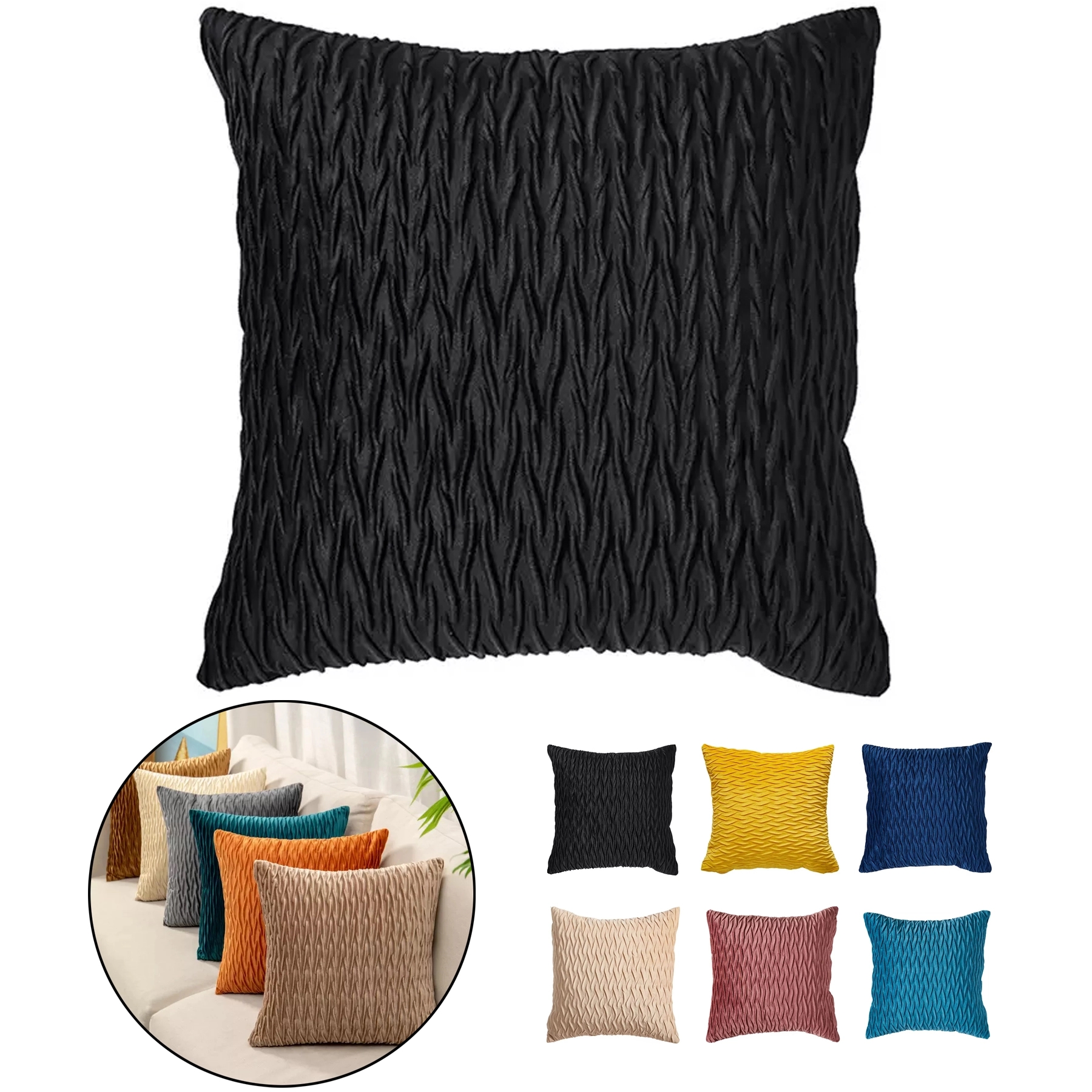 Velvet Pleated Throw Pillow