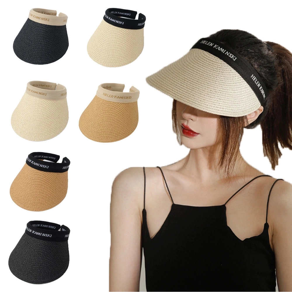 Straw Duck Tongue Hat With Empty Top