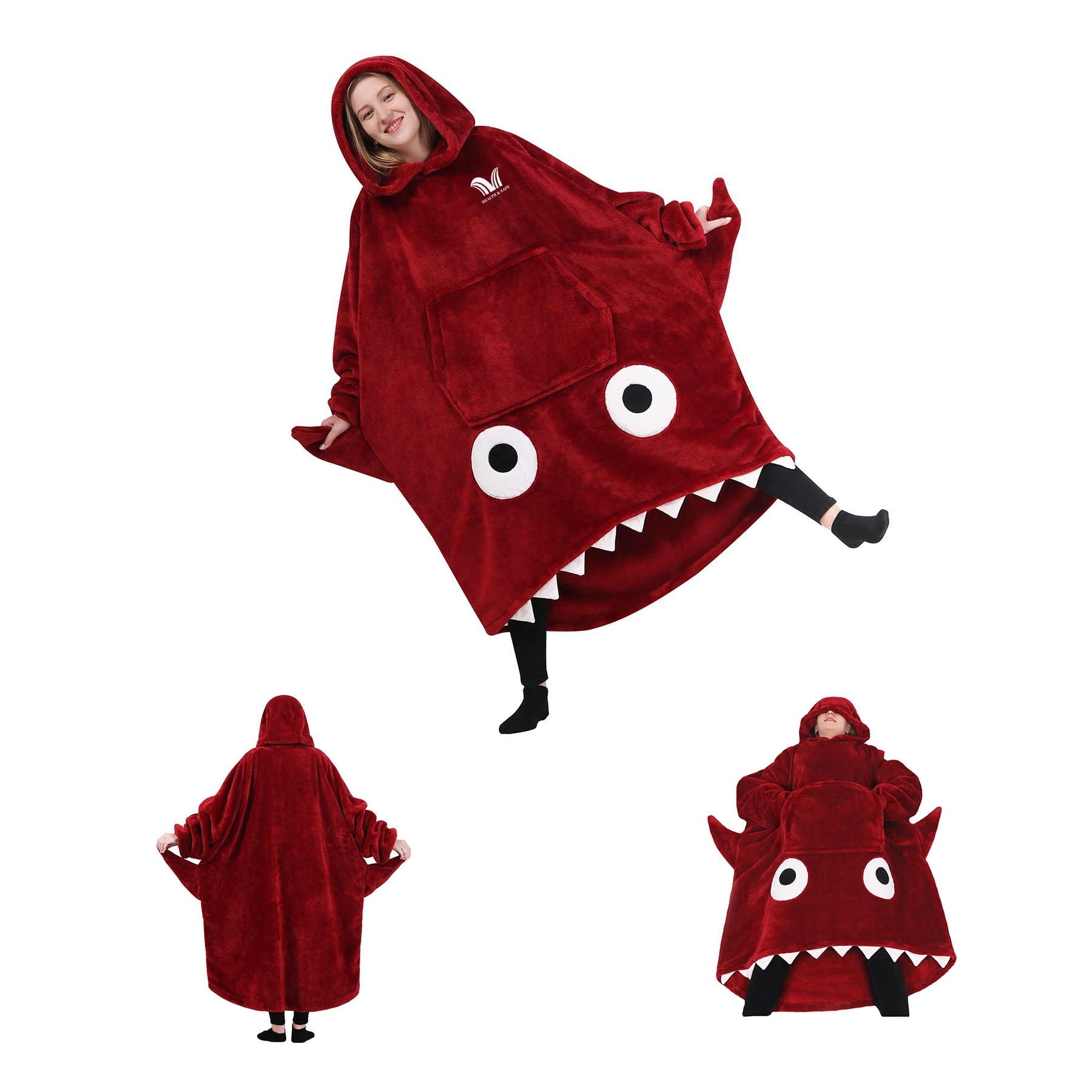 Oversized Microfiber & Sherpa Wearable Blanket