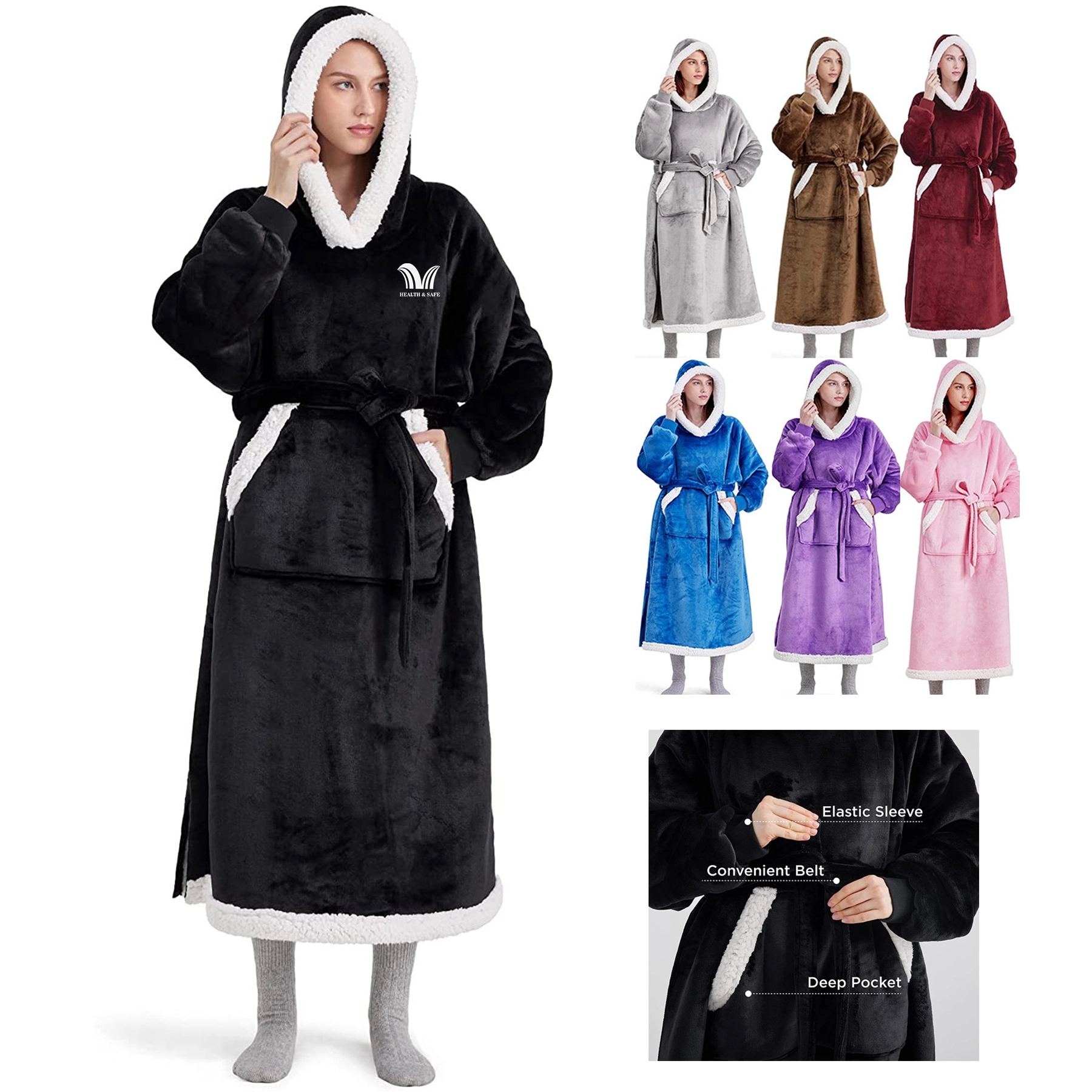 Oversized Microfiber & Sherpa Wearable Blanket