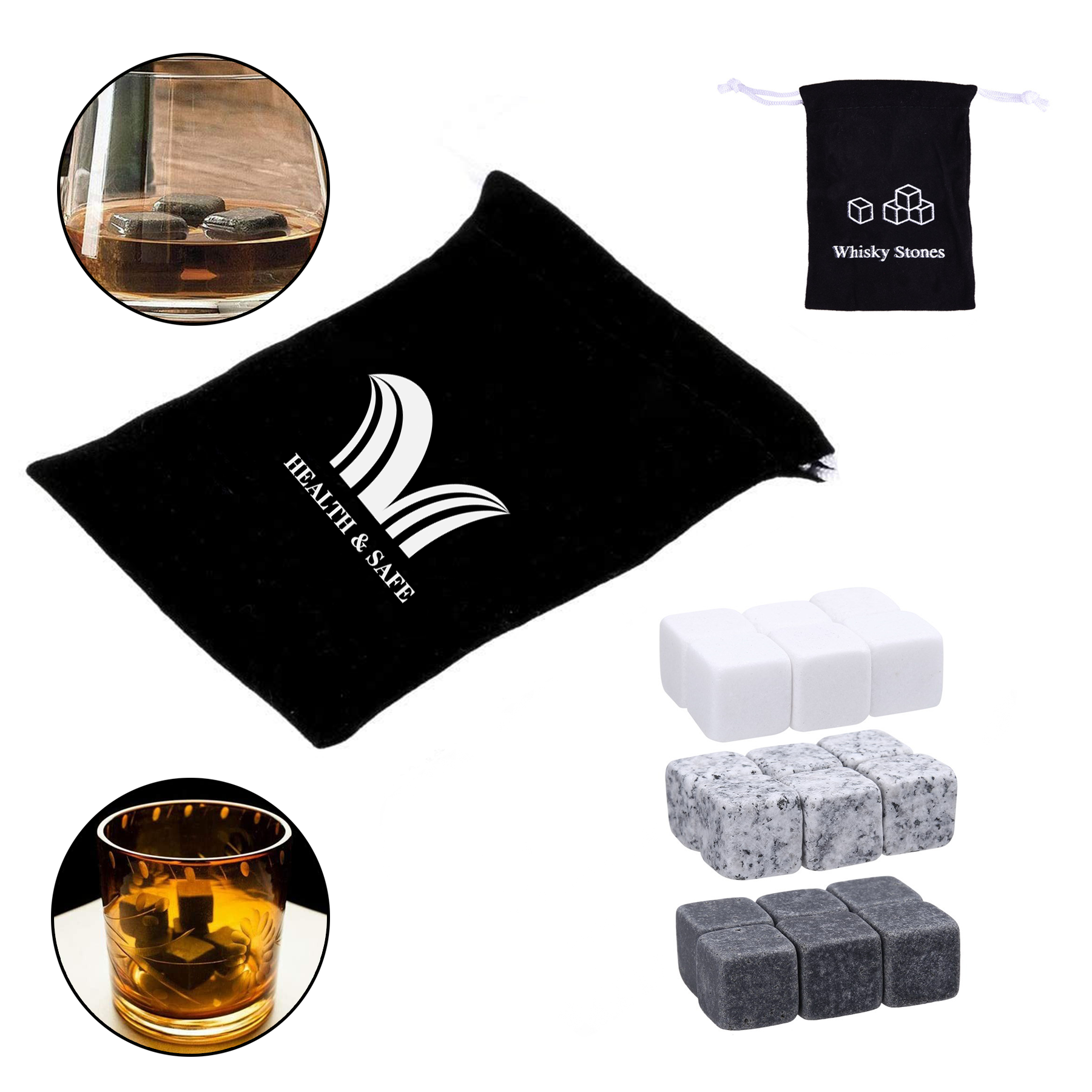 Set of 6 Beverage Chilling Stones Pure Soapstone