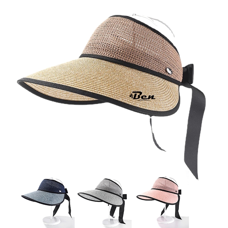 Straw Visor For Women Wide Beach Sun Hats Uv Protection