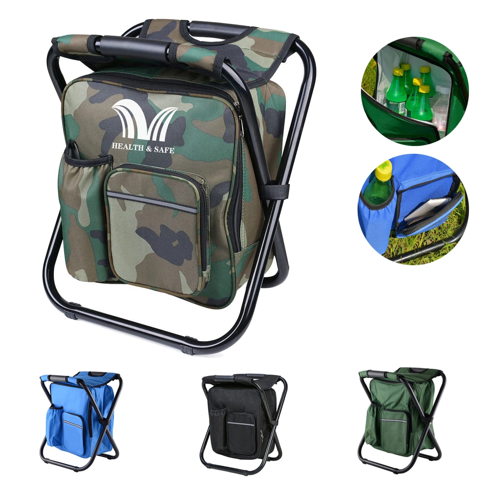 Foldable Waterproof Oxford Cooler Backpack Camping Chair