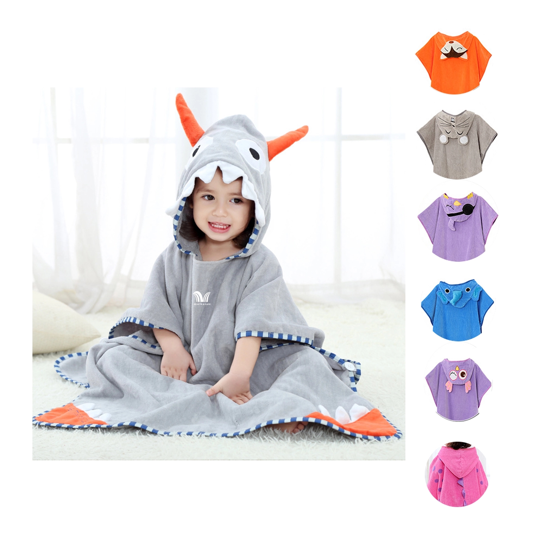 Kids Bath Pool Beach Towel Robe With Hood