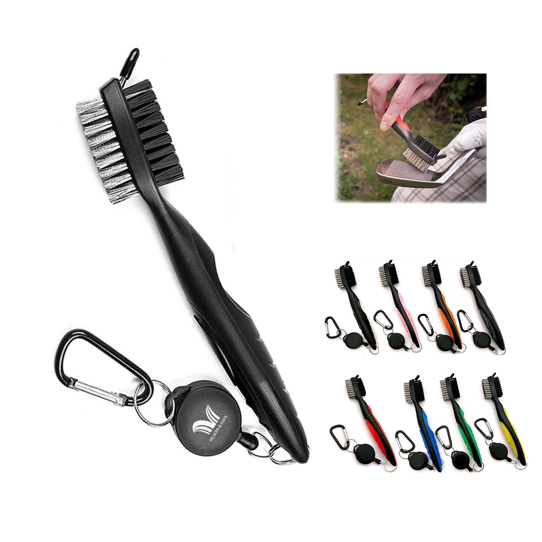 Golf Club Brush Cleaner Pro Retractable Dual-Bristle